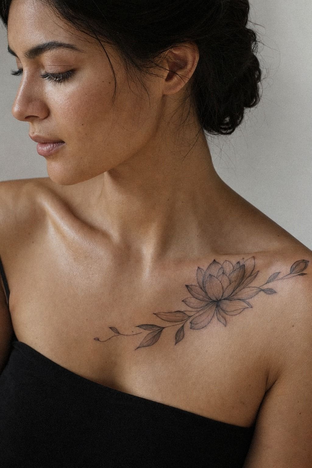 Lotus Tattoo With Soft Shaded Petals