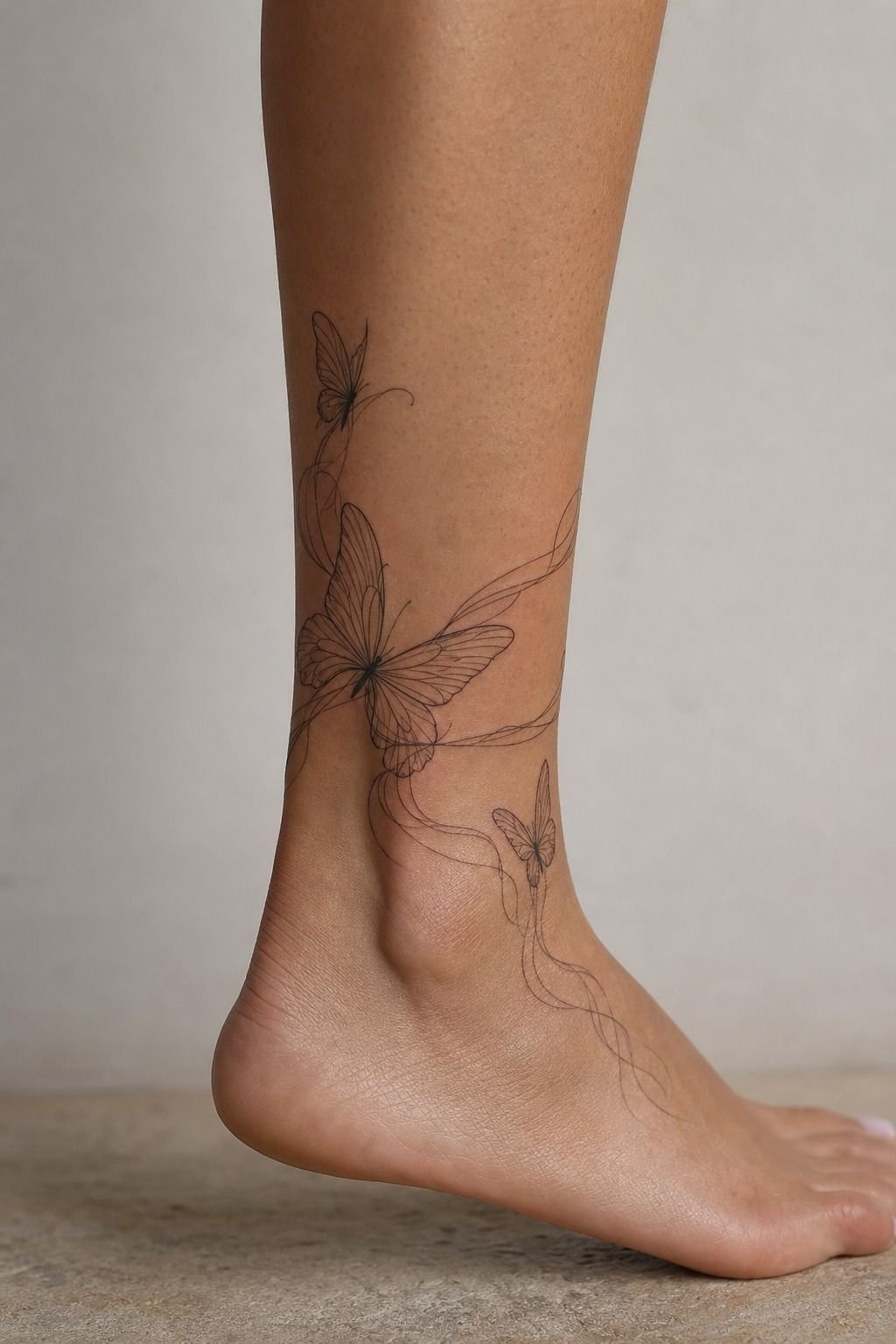 Ankle Wrap Butterfly Tattoo Stencil