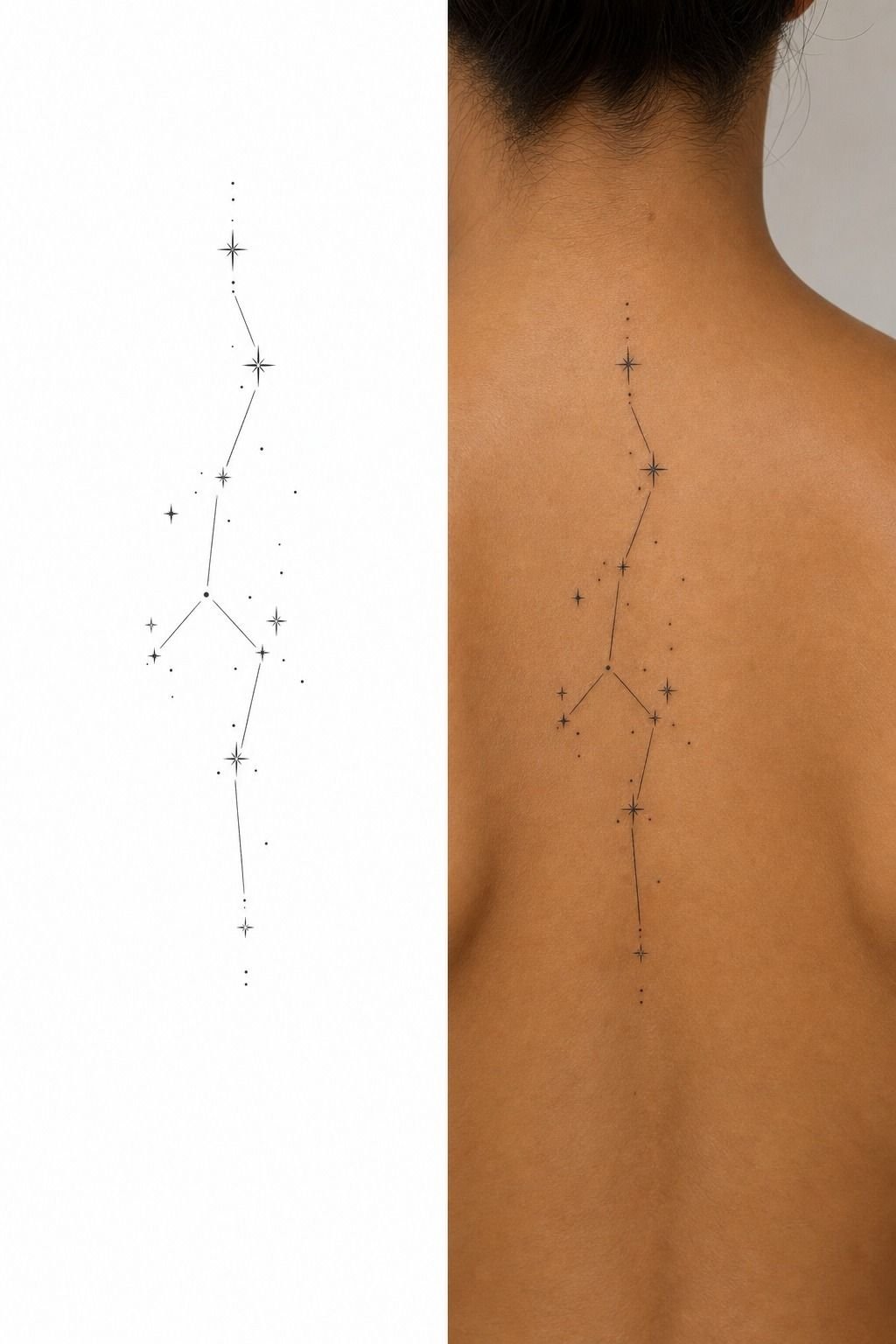 Minimal Star Cluster Upper Back Tattoo