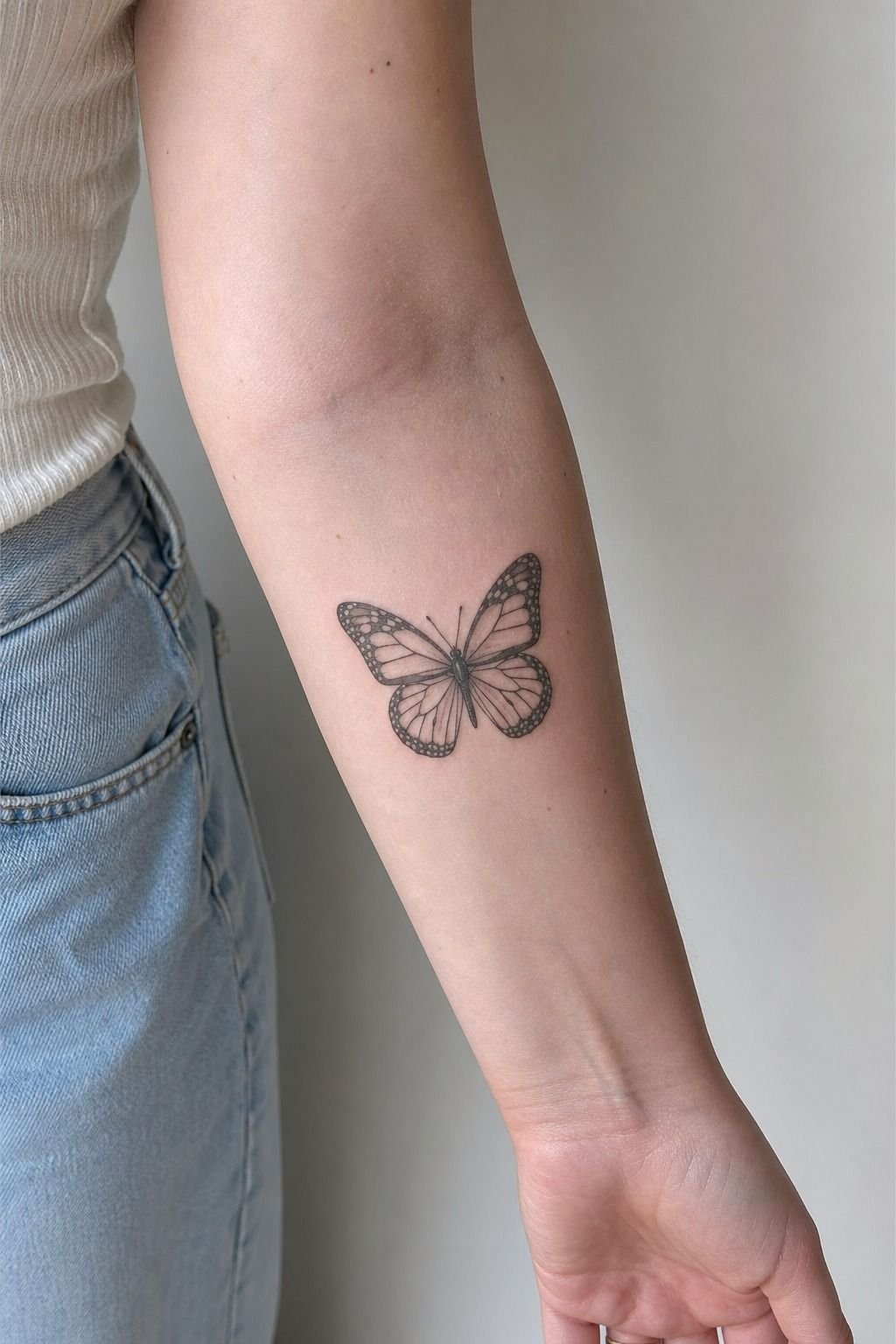 Shaded Monarch Butterfly Tattoo Stencil
