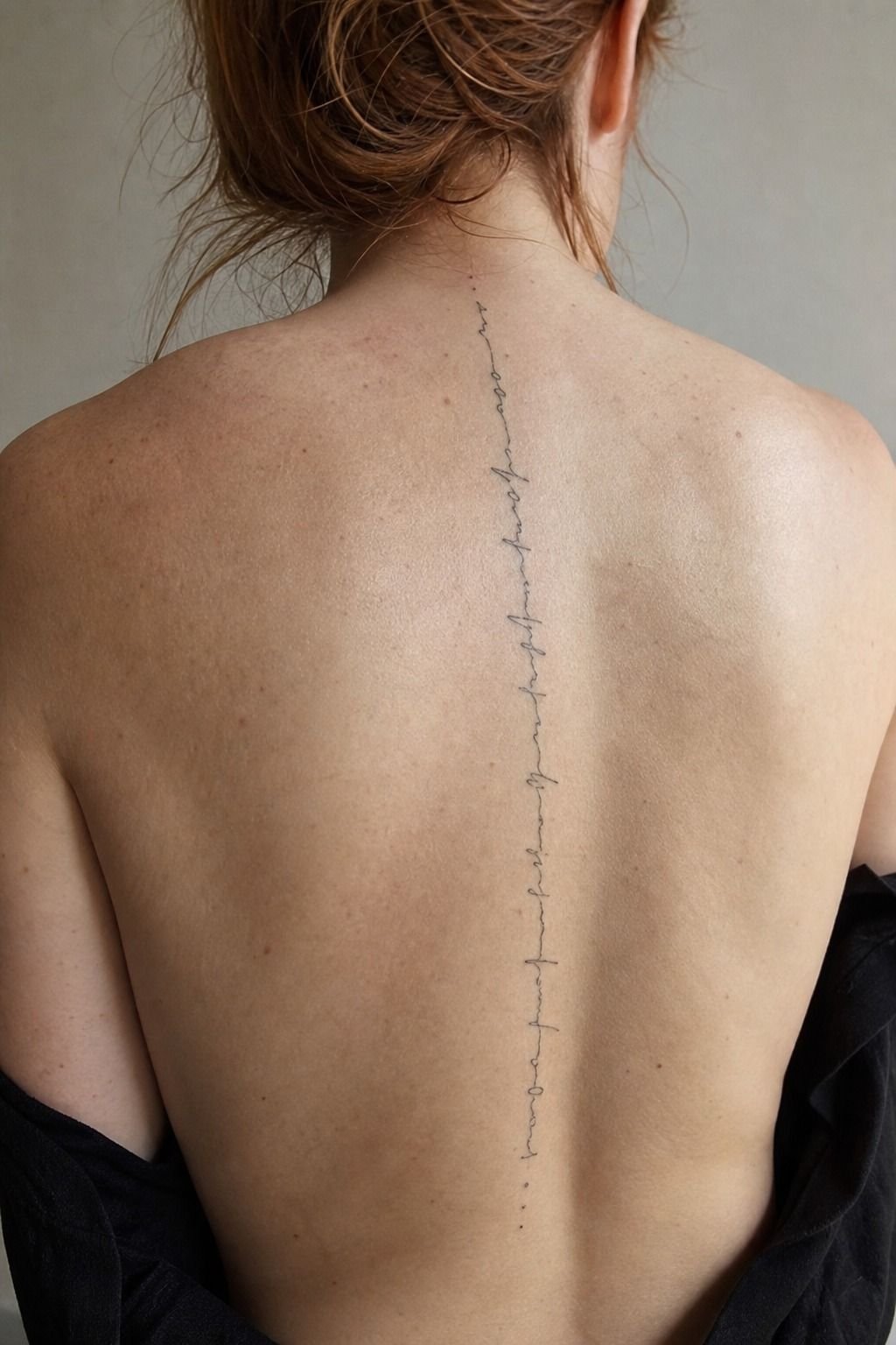 Single Needle Quote Spine Tattoo