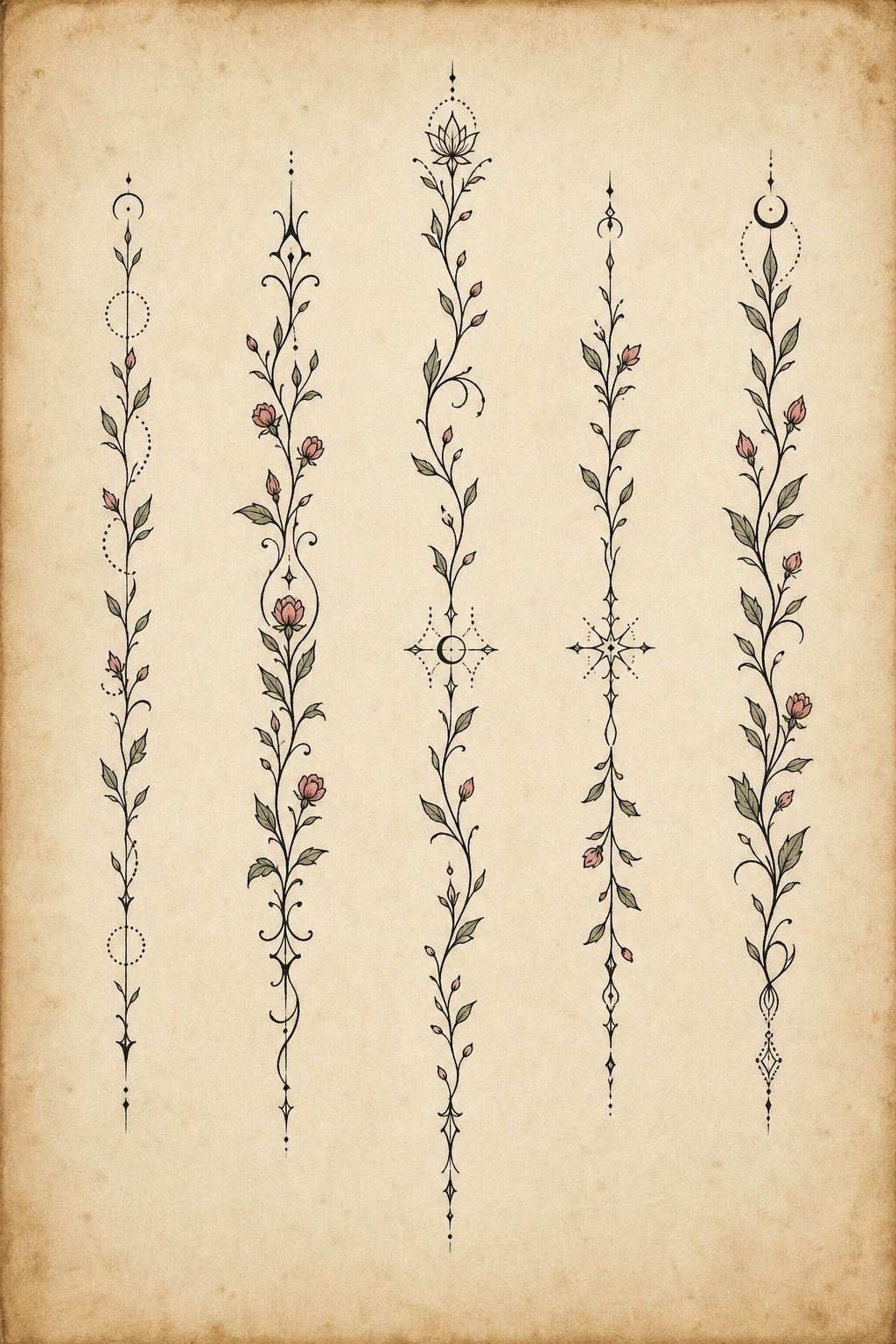 Delicate Vine Spine Tattoo