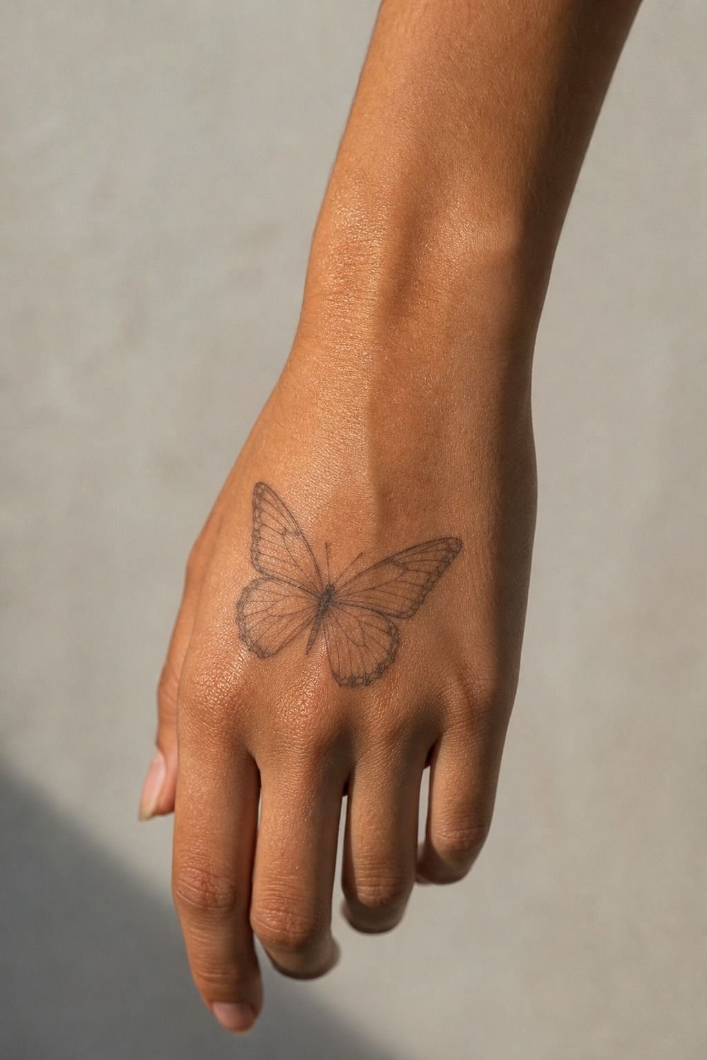 Hand Poke vs Machine Butterfly Stencil