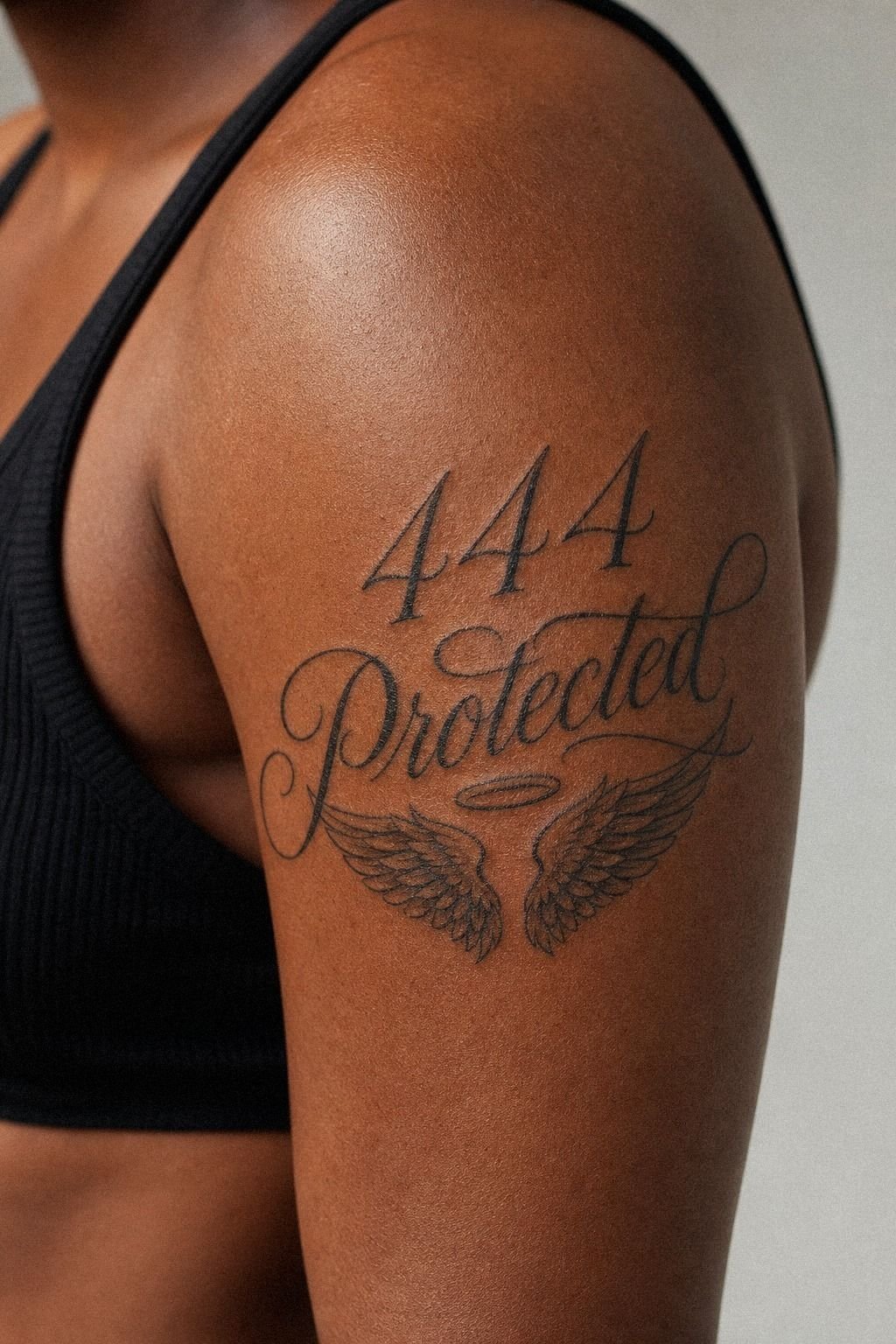Angel Number And Word Tattoo Combo