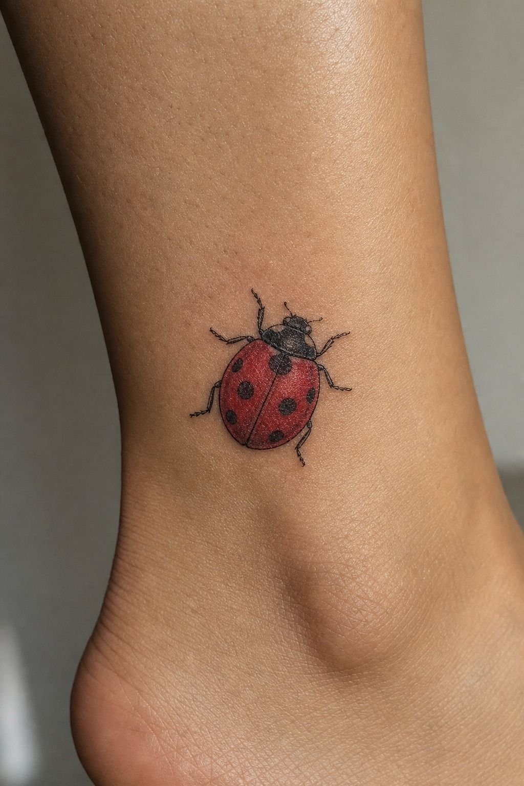 Keep a Tiny Red Ladybug Ankle Tattoo Simple