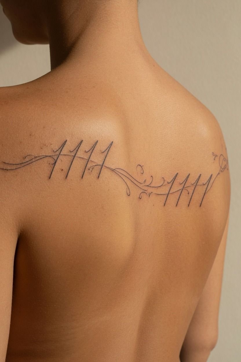 Angel Number Tattoos in Delicate Script