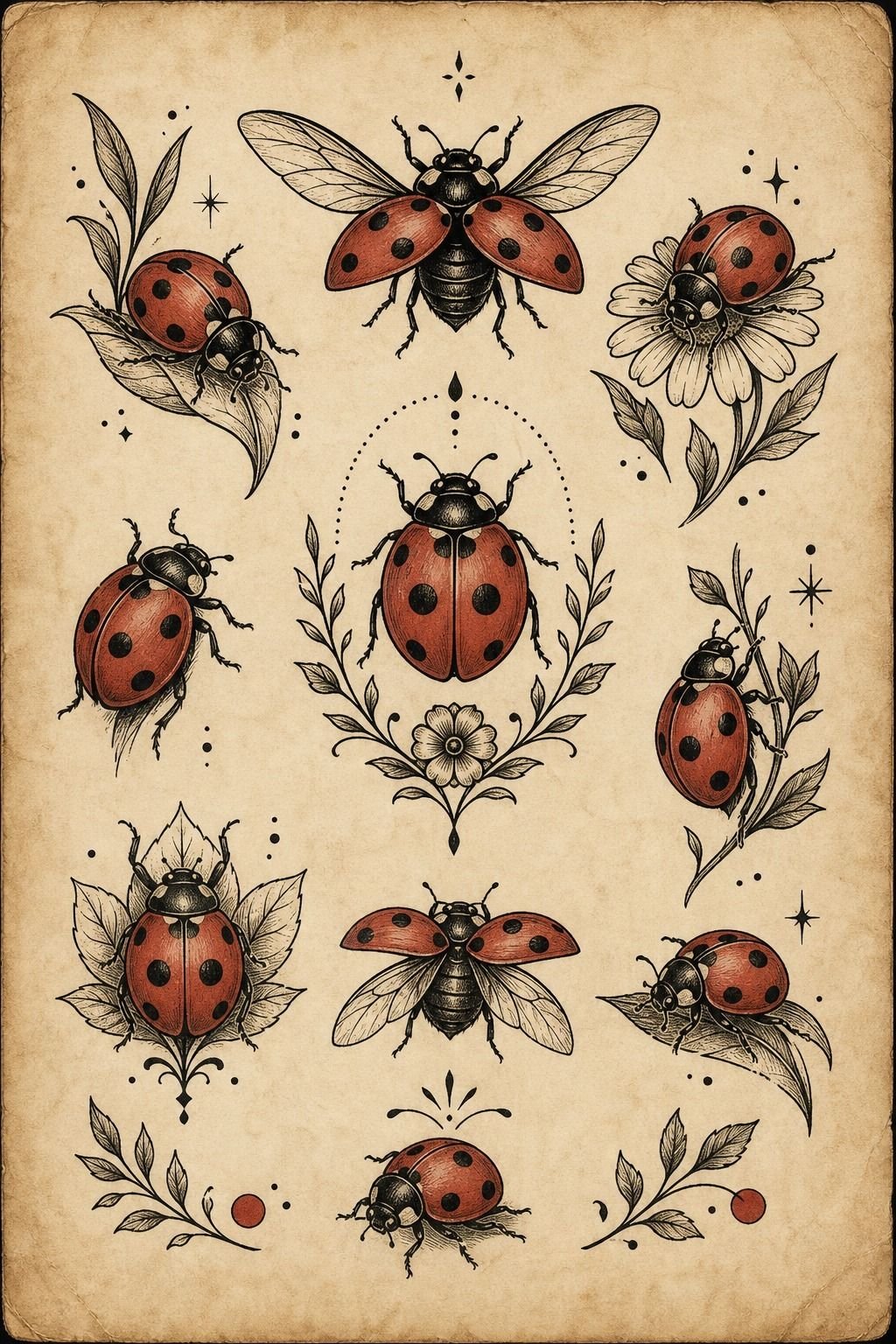 Black Ink Against Open Skin for a Timeless Ladybug