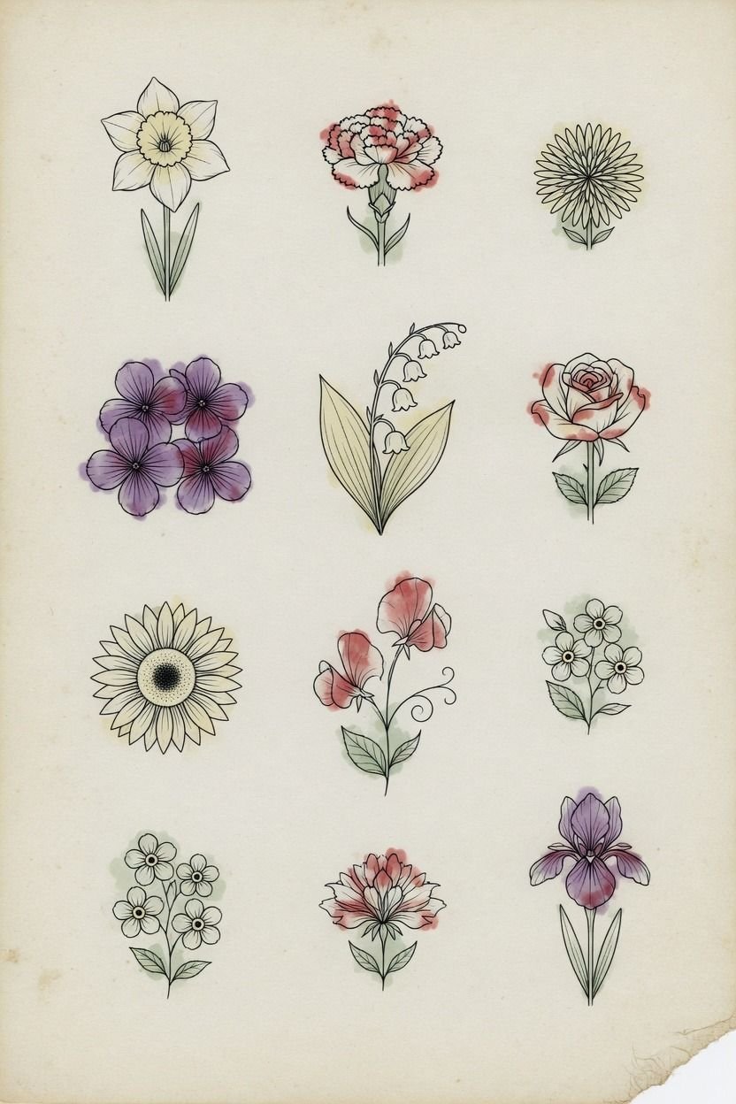 Birth Flower Designs Smaller Than a Quarter