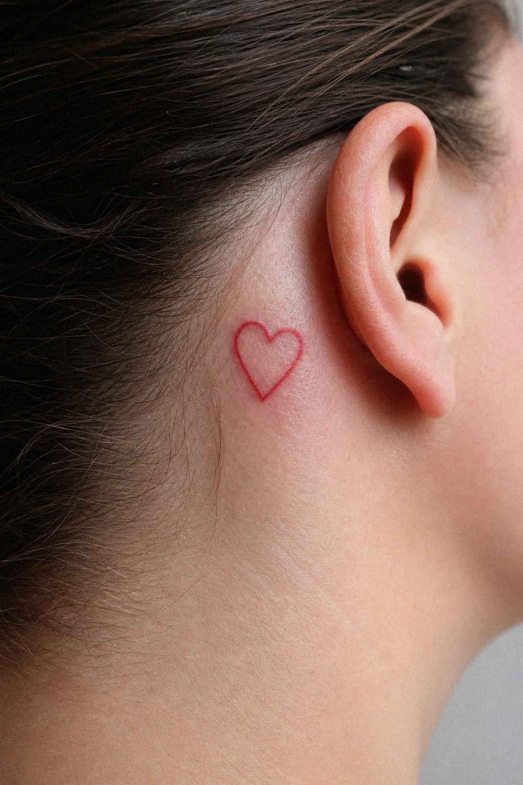 Budget-Smart Red Ink Above Knee Tattoo Heart