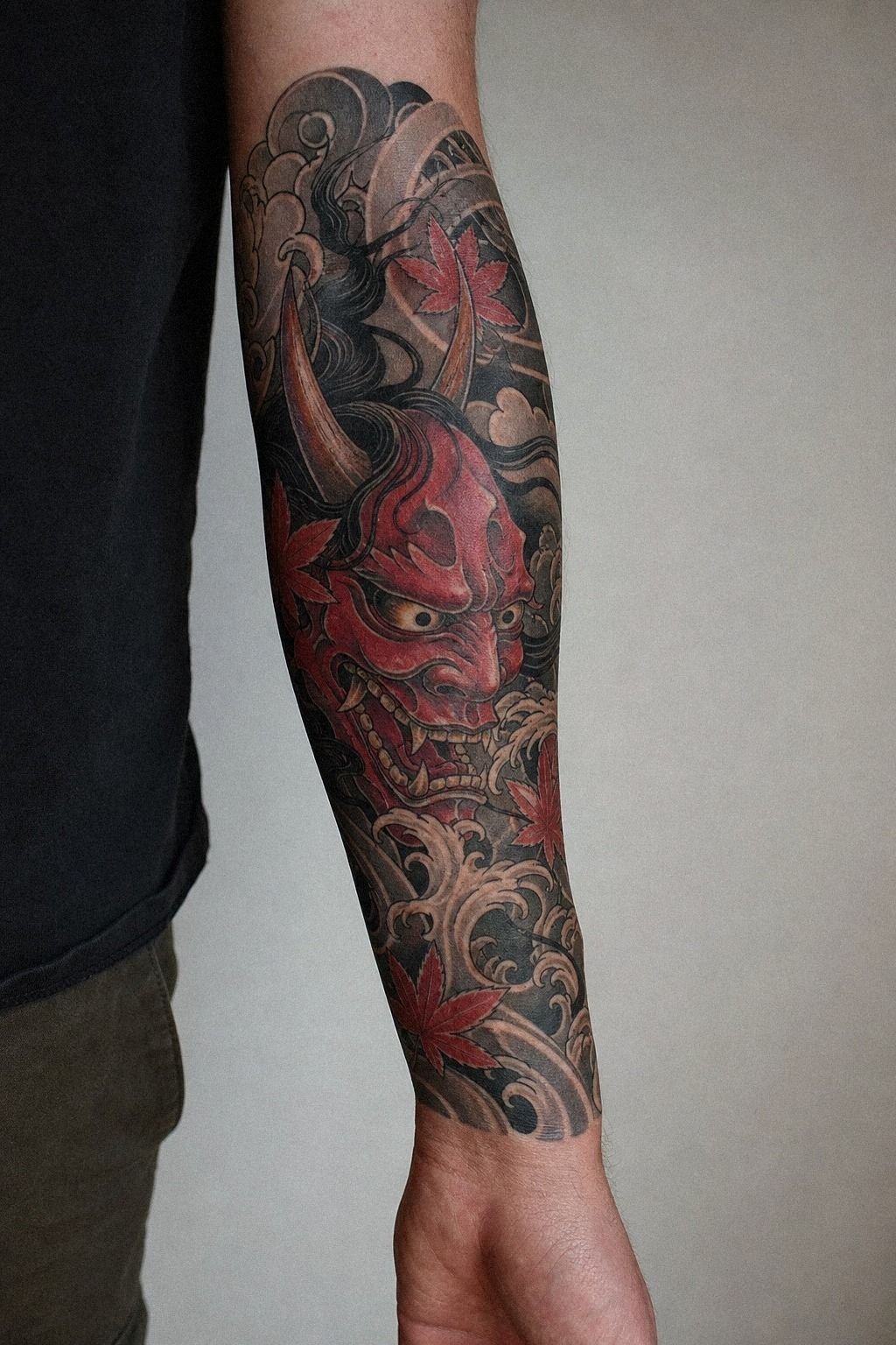 Traditional Japanese Oni Tattoo Sleeve
