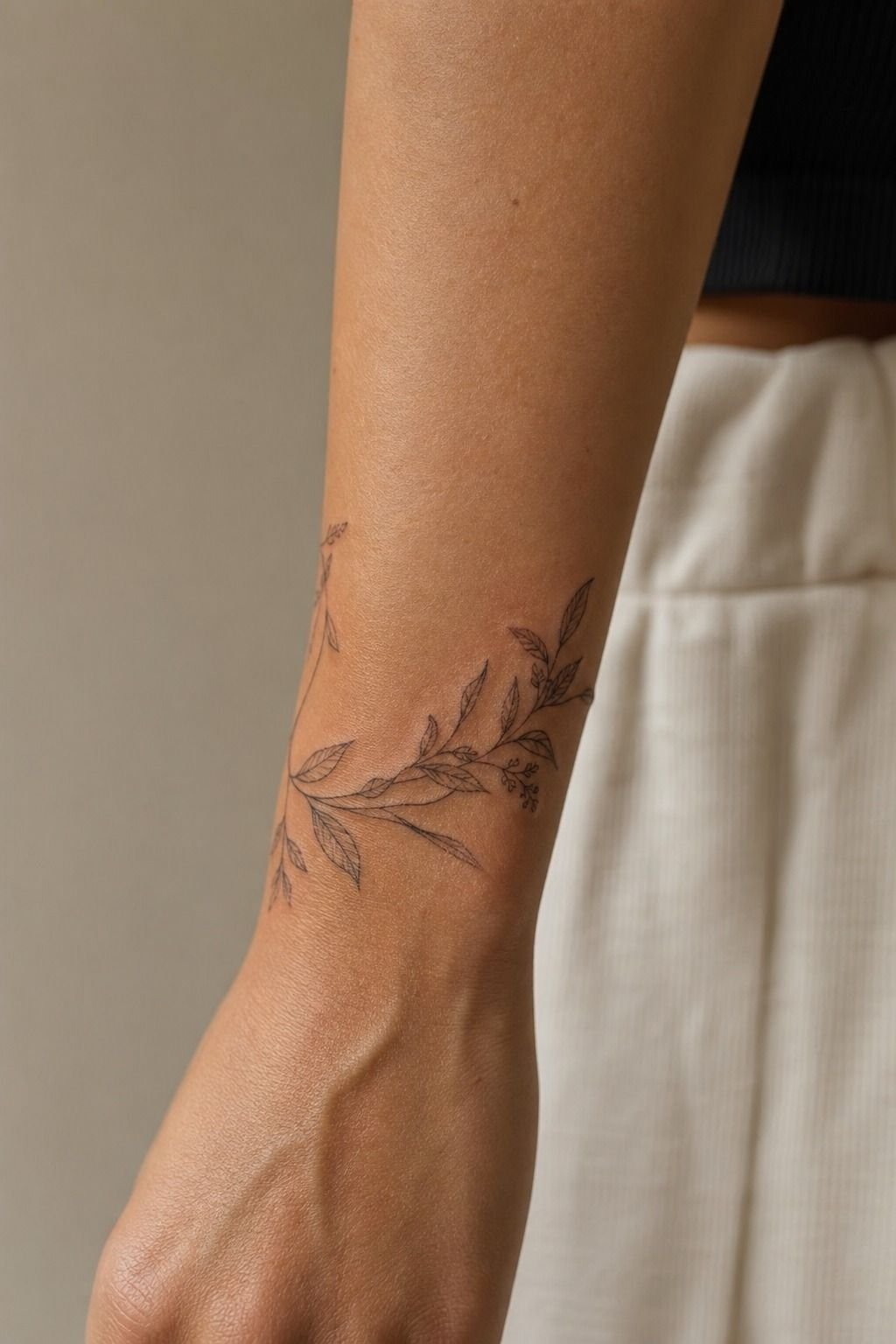 Botanical Wrist Tattoo Template Stencil