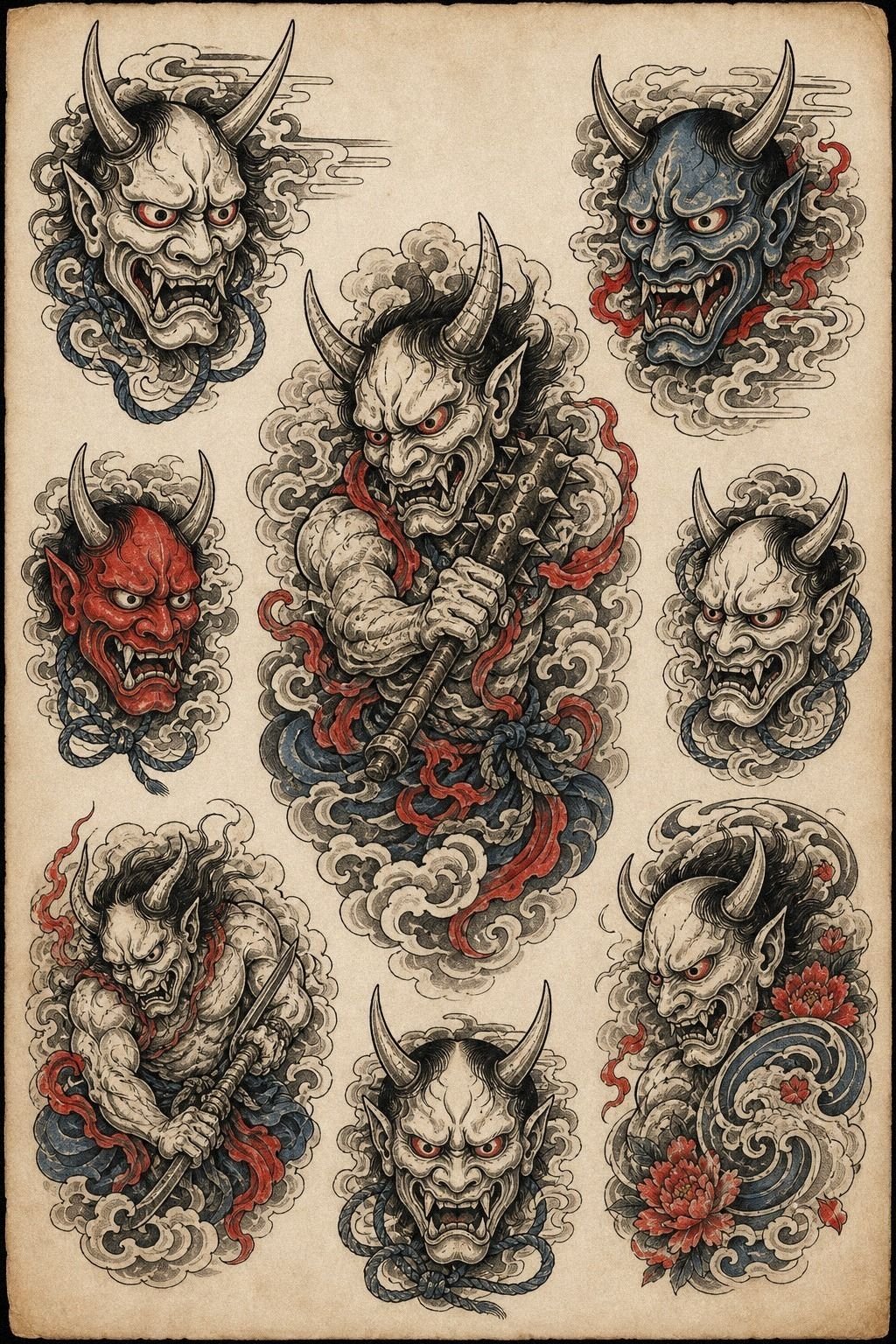 Oni Tattoo Backpiece With Smoke Shading