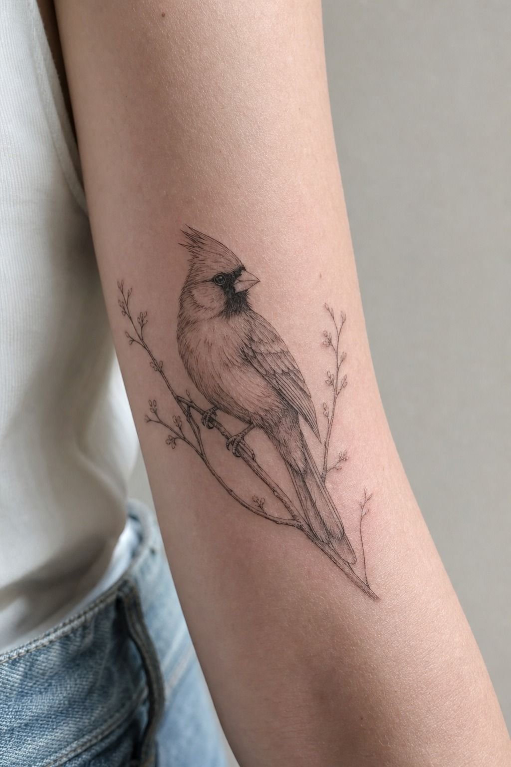I Anchored The Cardinal With Black Linework