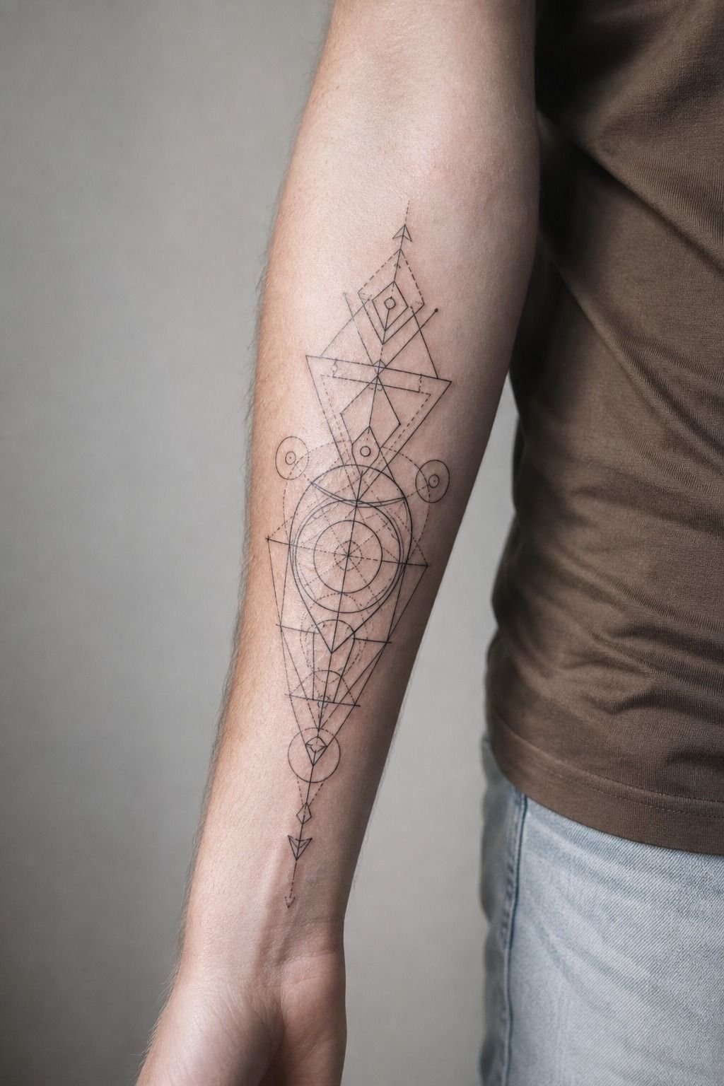 Geometric Forearm Tattoo Outline Template