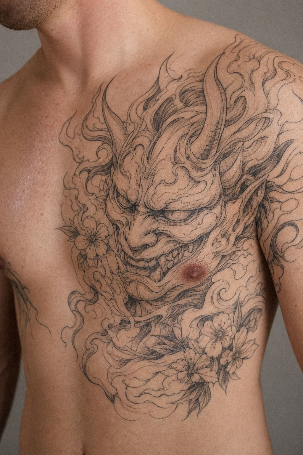 Oni Tattoo Chest Panel Design