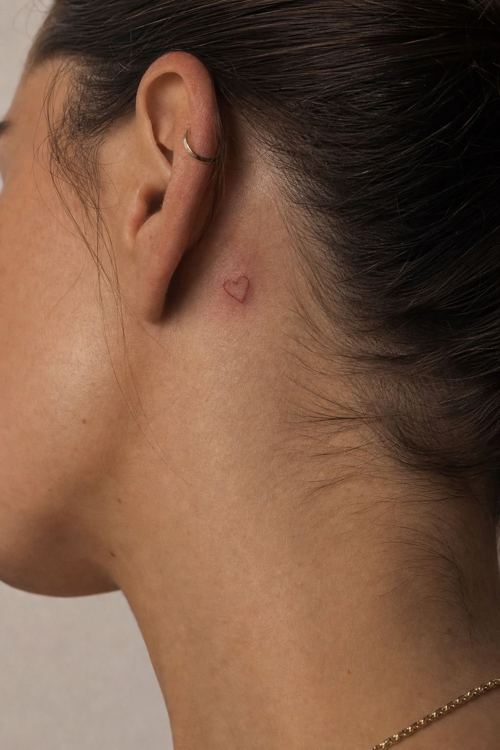 Fine Red-Ink Heart Tattoo Stencil