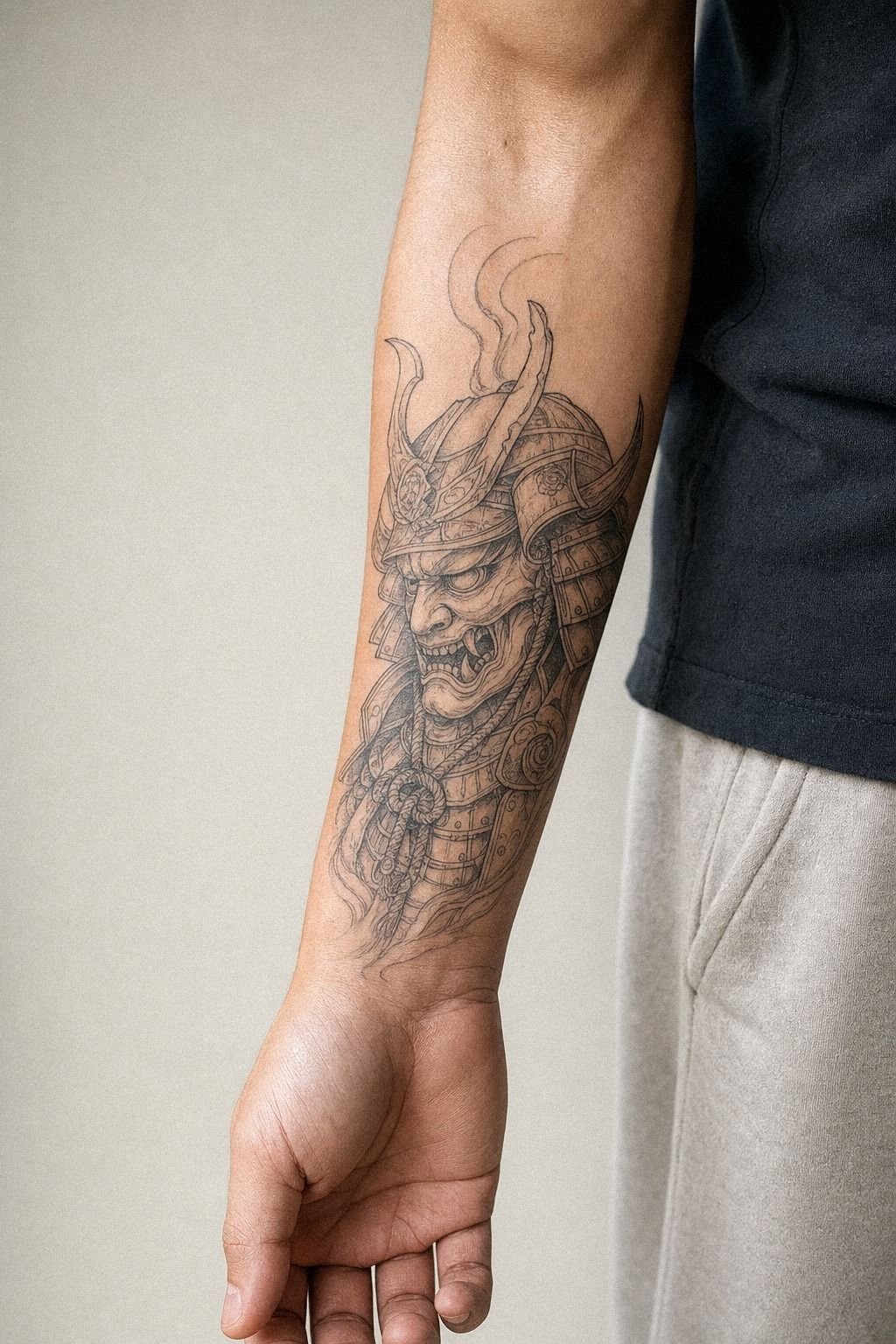 Oni Tattoo With Samurai Armor