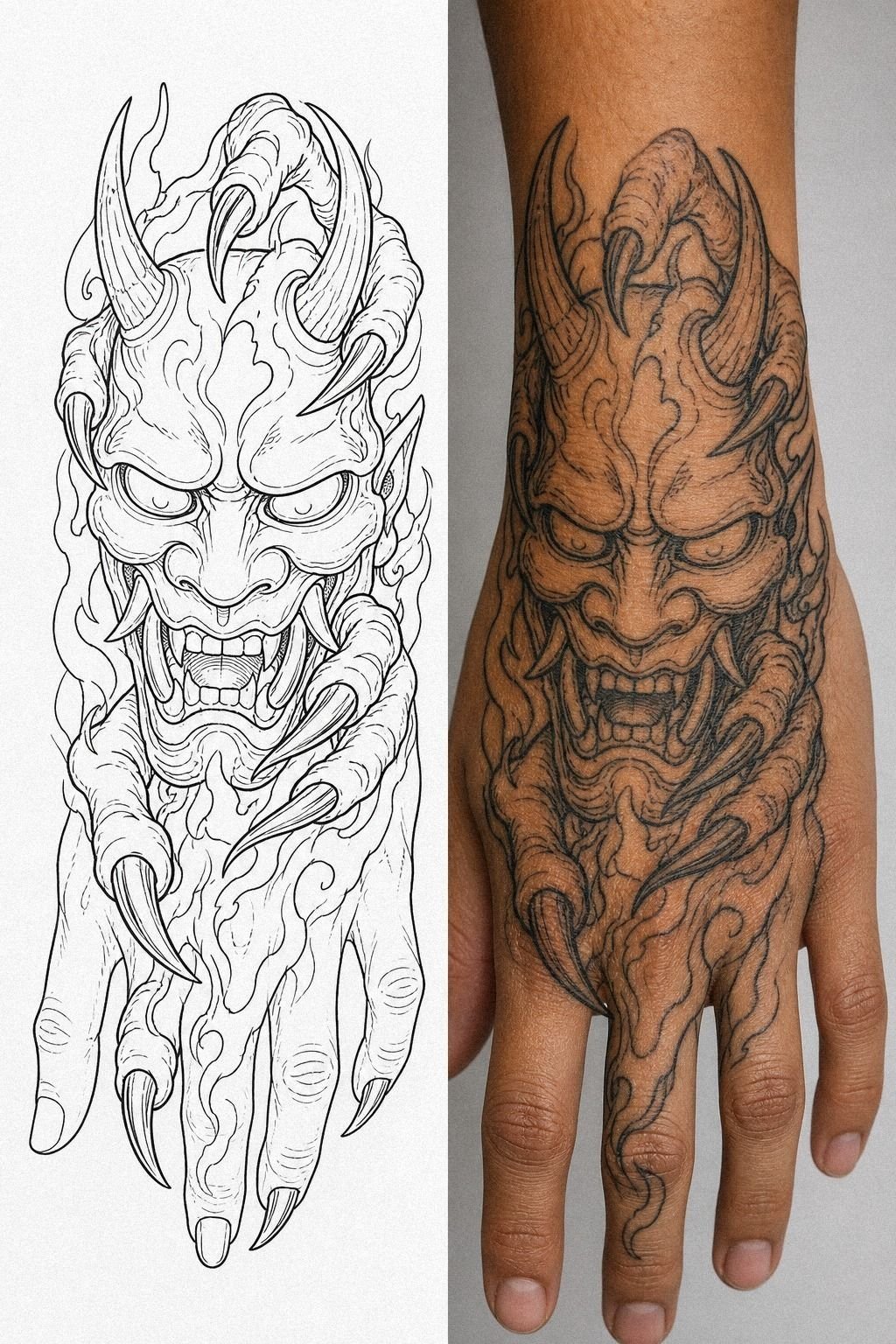 Oni Tattoo Hand Piece With Claws