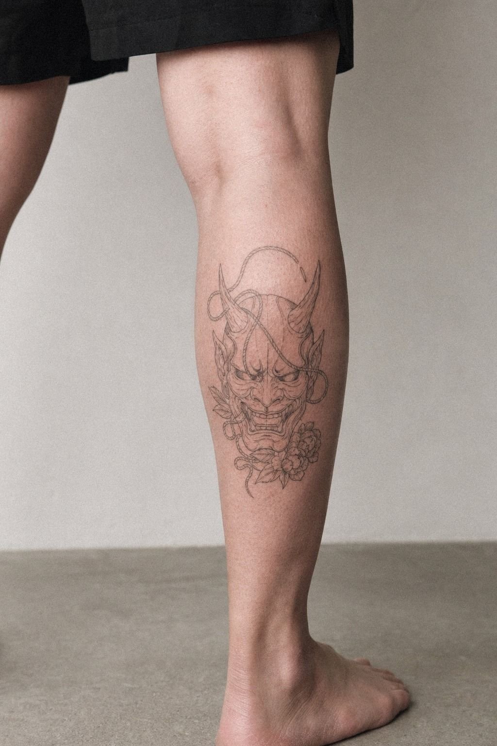 Tebori Inspired Oni Tattoo Design