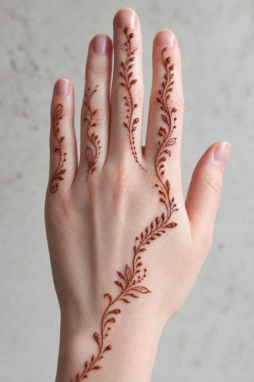 Minimal Henna Finger Vine Trails