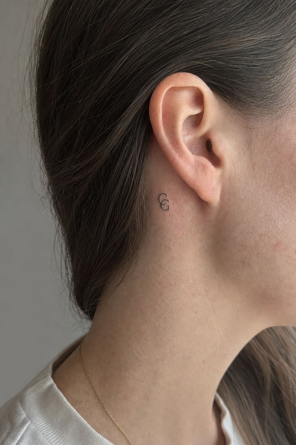 Tiny Matching Initials Behind The Ear