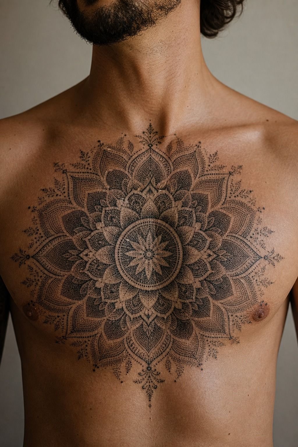 How Does a Mandala Chest Tattoo Keep Perfect Symmetry?