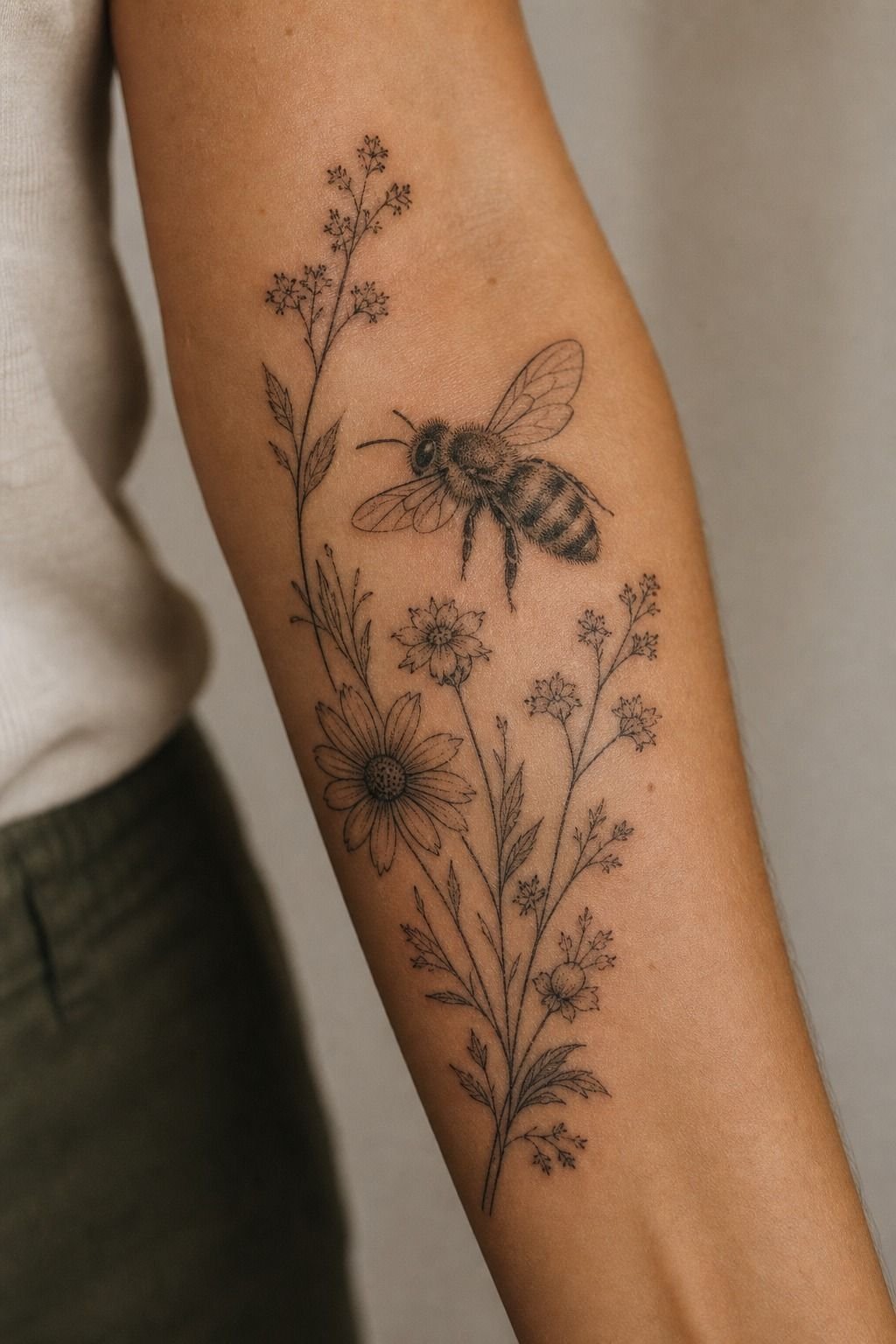 Pick A Floral Honeybee Tattoo With Wildflowers