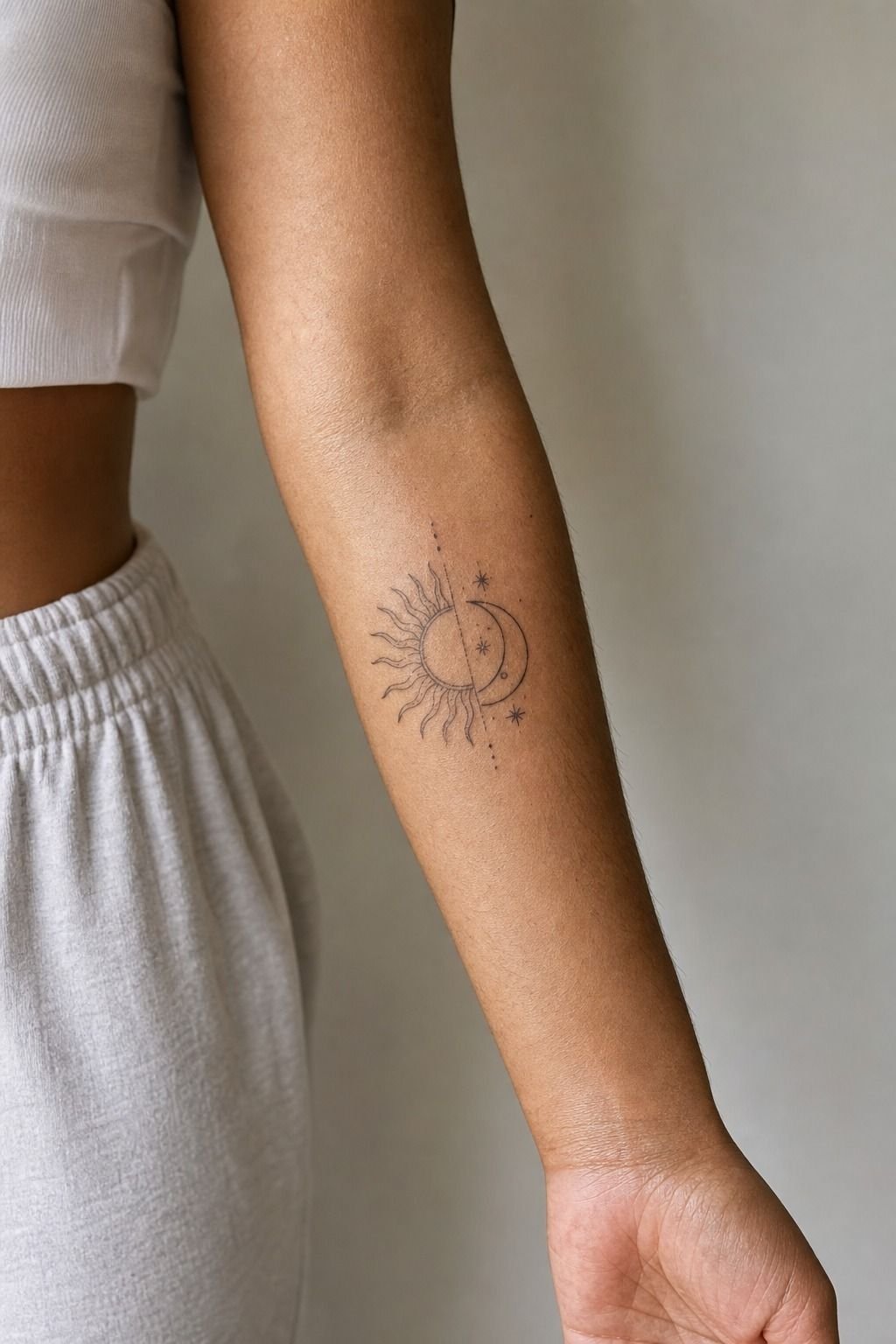 Split Sun And Moon Bestie Tattoos