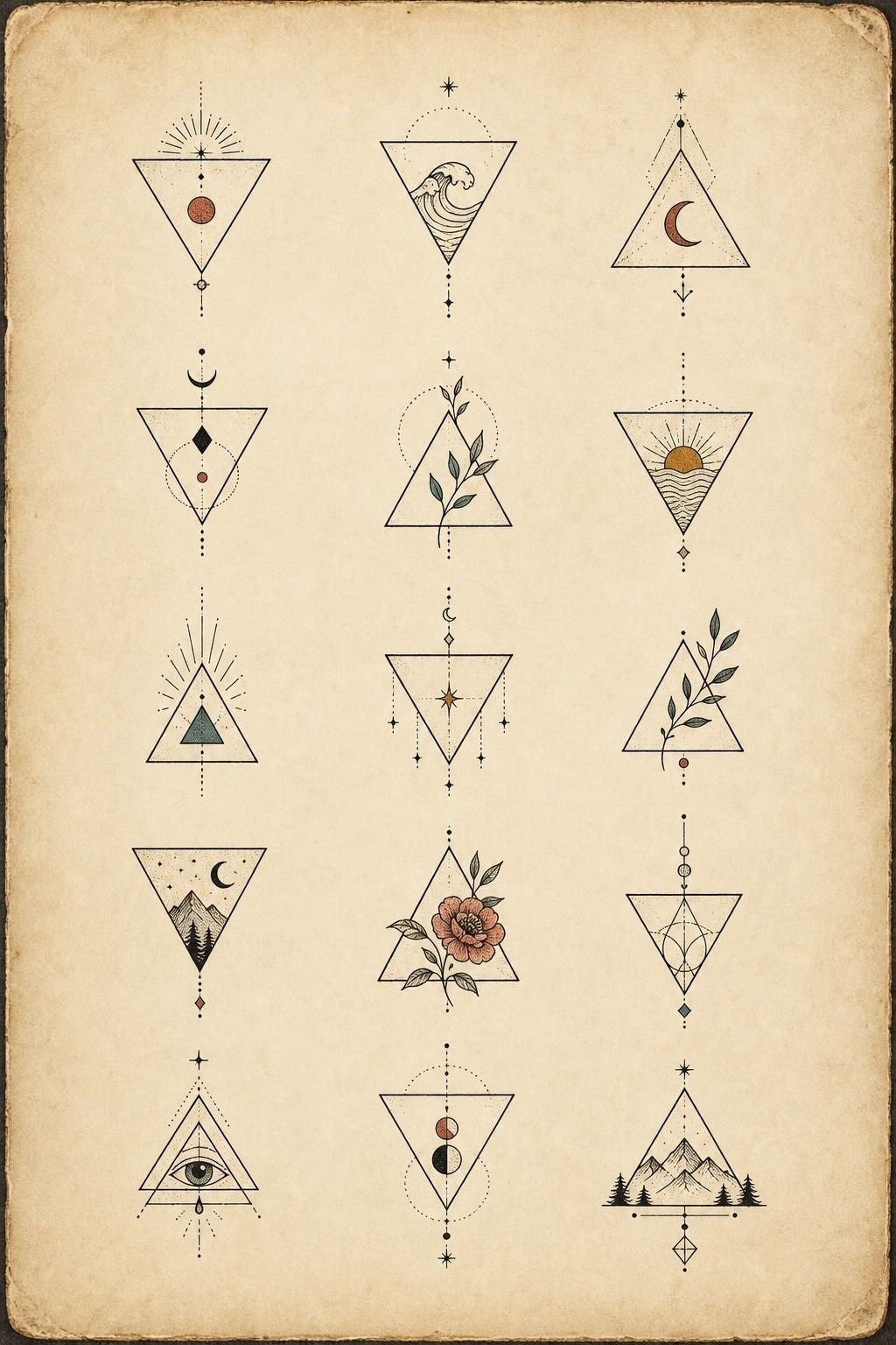 Fine Line Triangle Against a Bold Wrist Outline