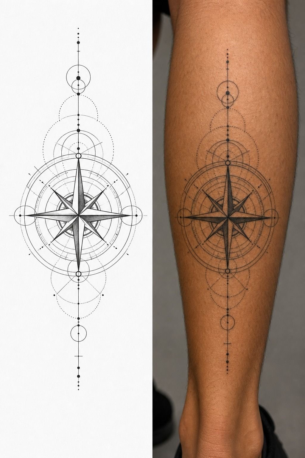 Compare Geometric Compass Stencil Lines With Healed Ink
