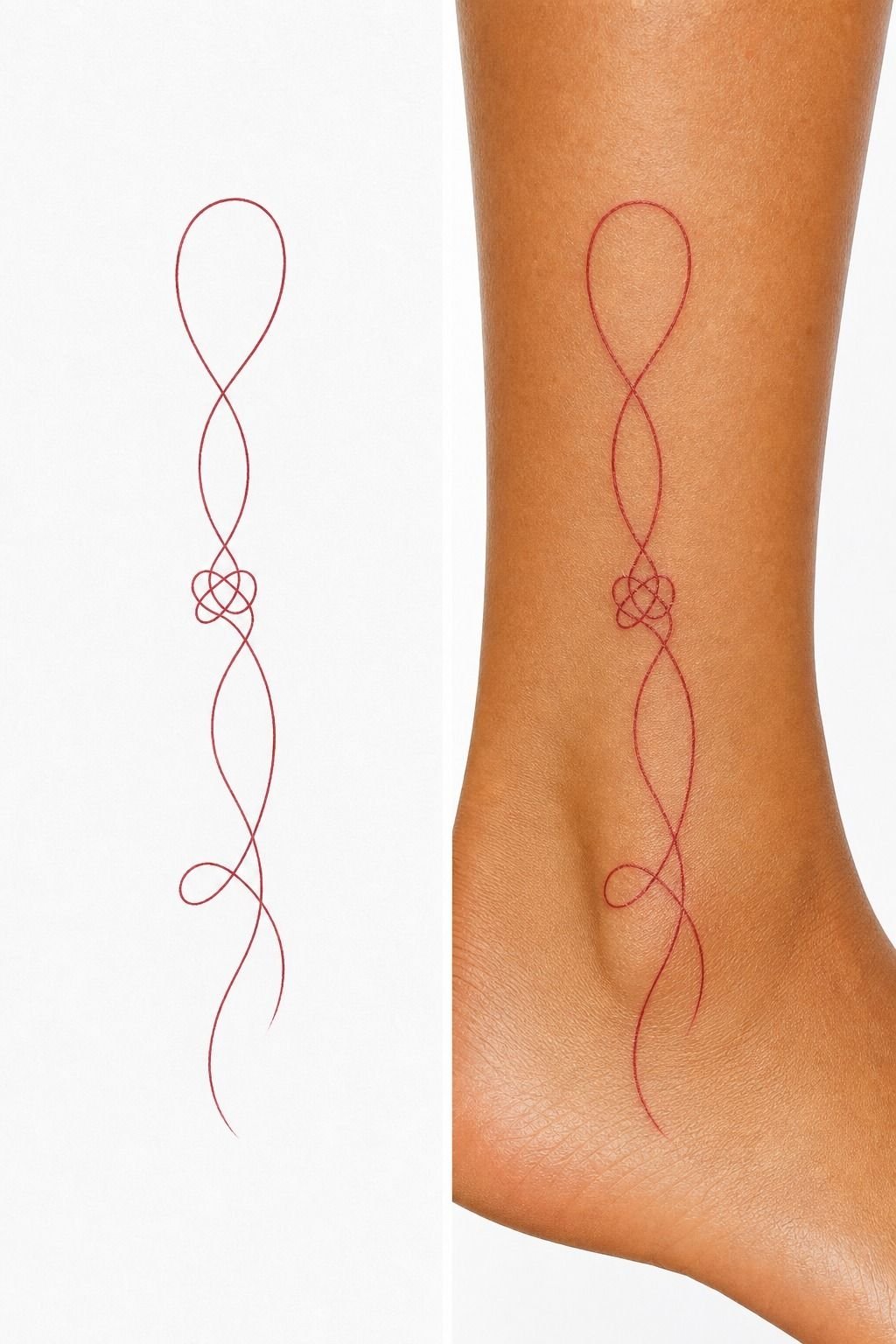 Red Ink Thread Of Fate Tattoos