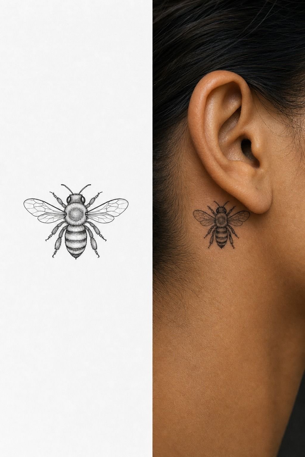 Place A Honeybee Tattoo Behind The Ear