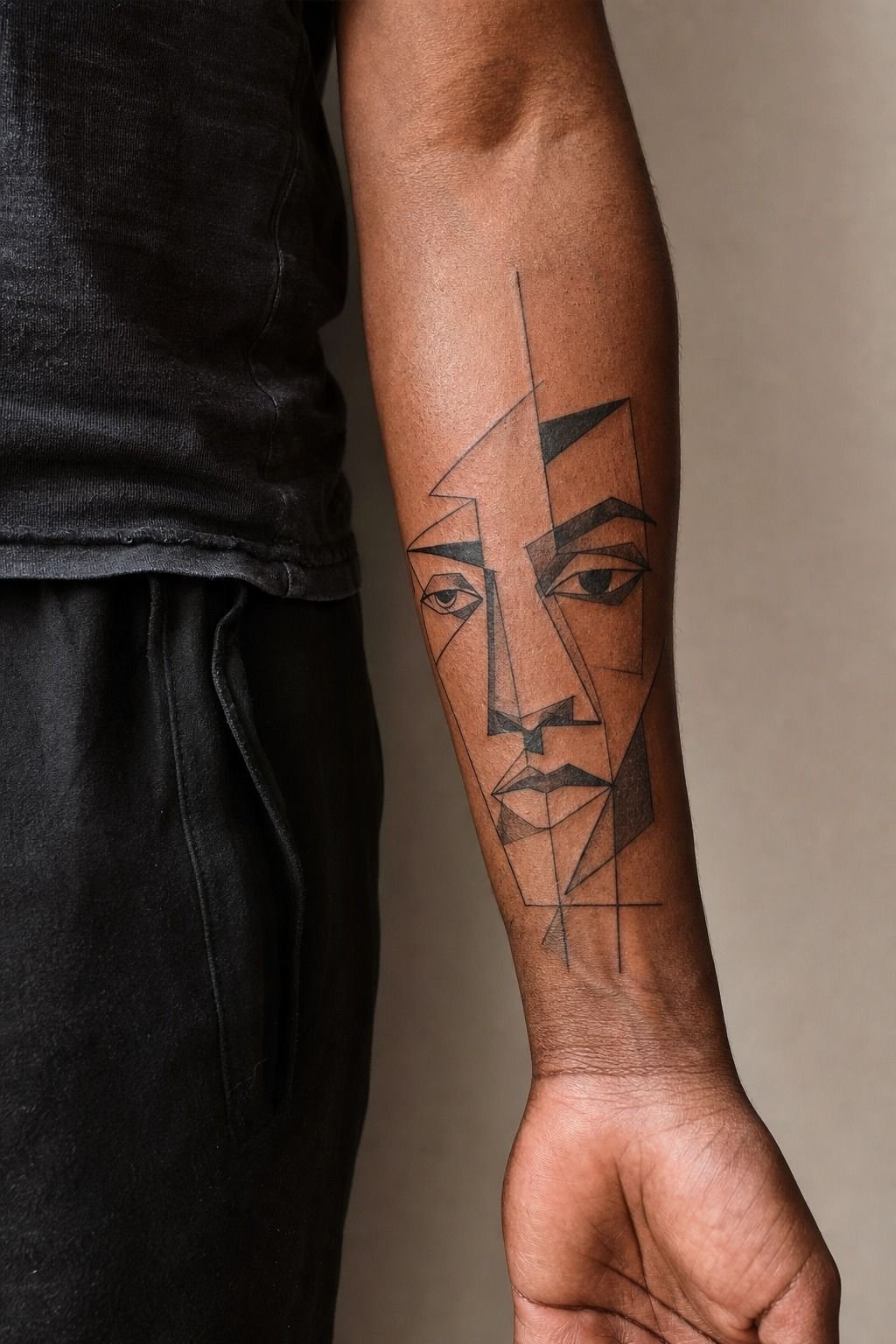 Picasso Geometry for an Abstract Cubist Face Tattoo