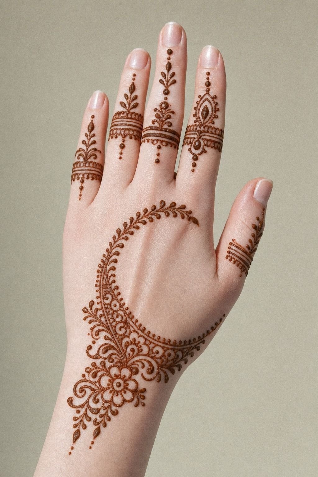 Delicate Mehendi Crescent Palm Accent
