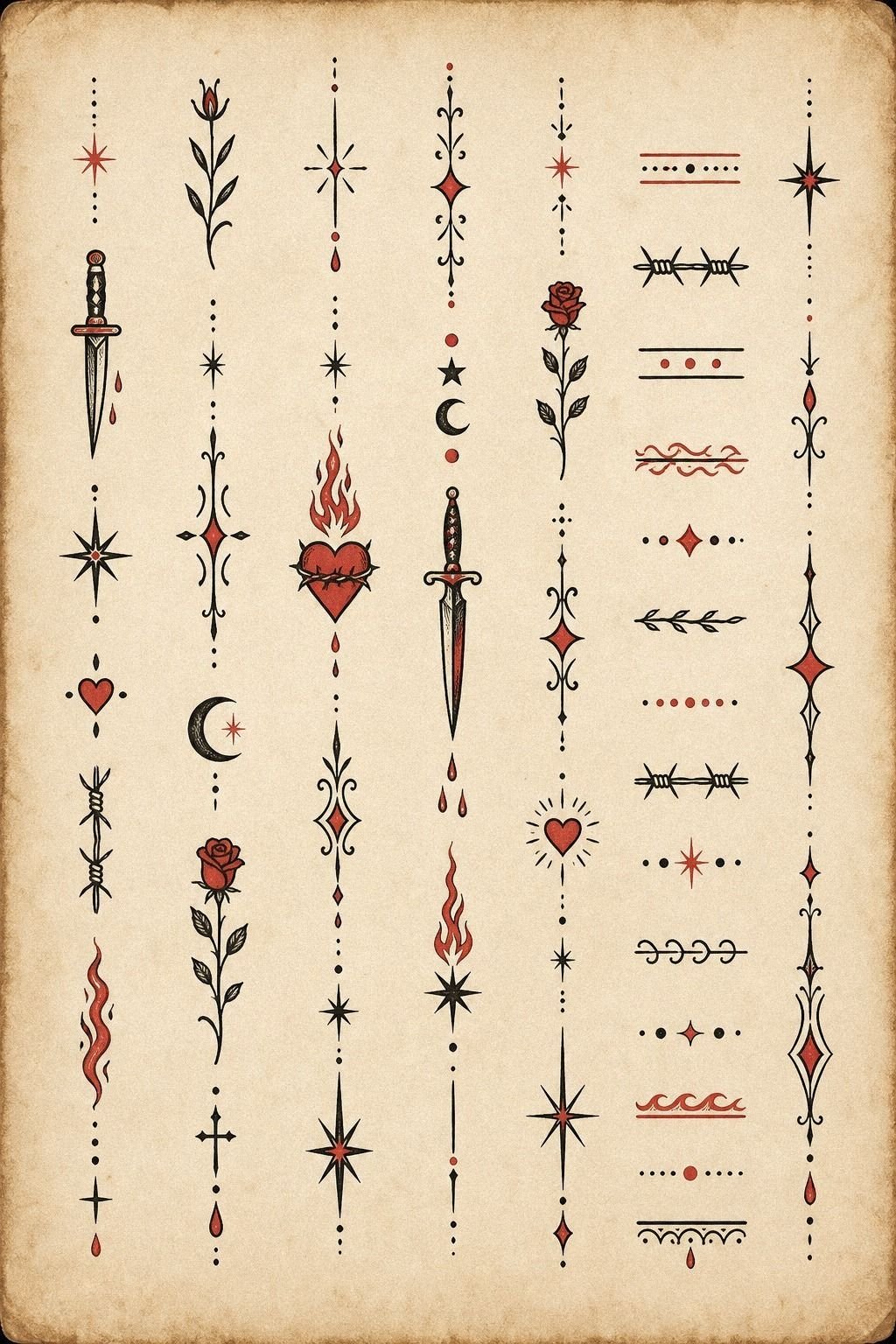 Cherry-Red Finger Tats On Side Skin