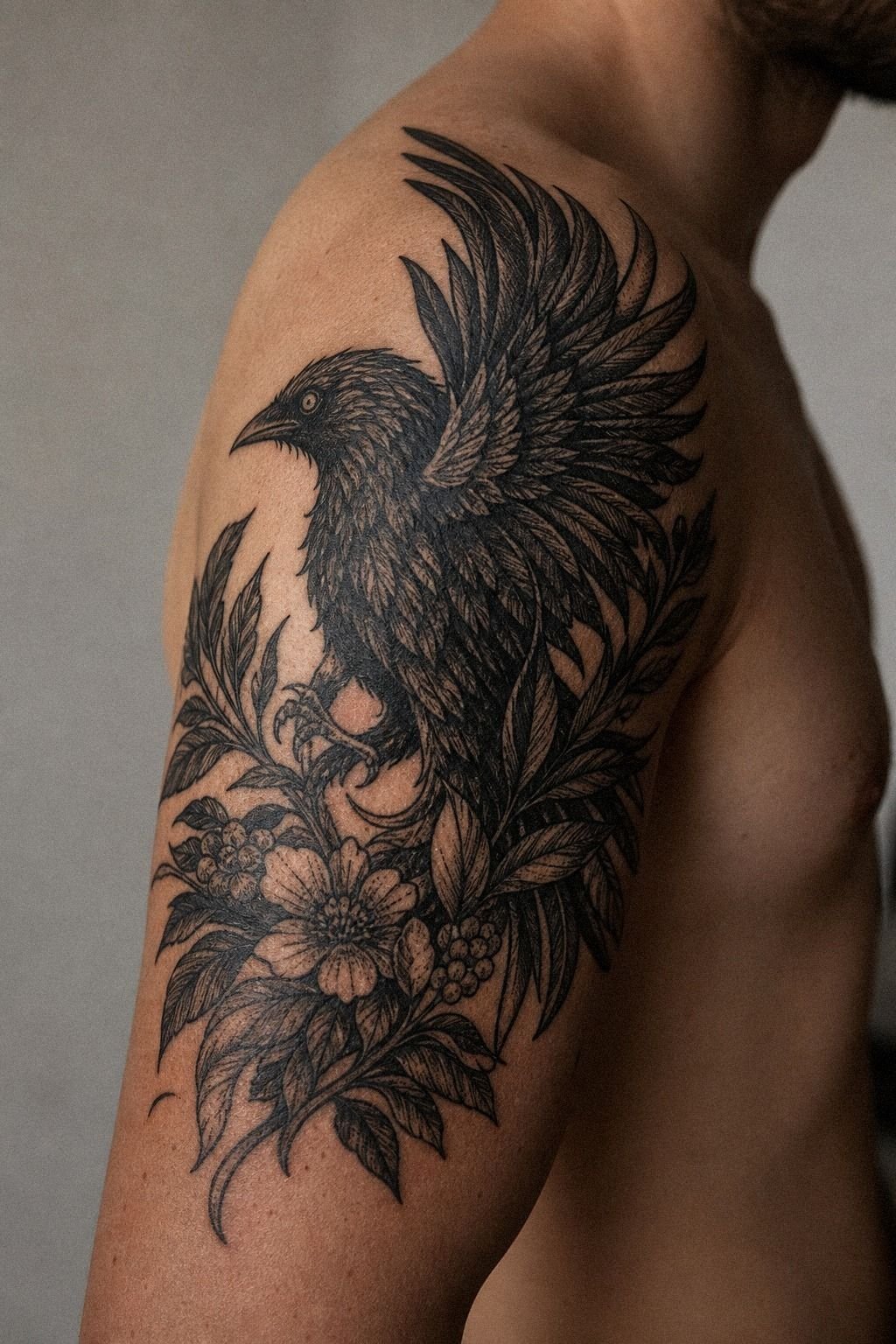 I Chose A Blackwork Upper Arm Tattoo