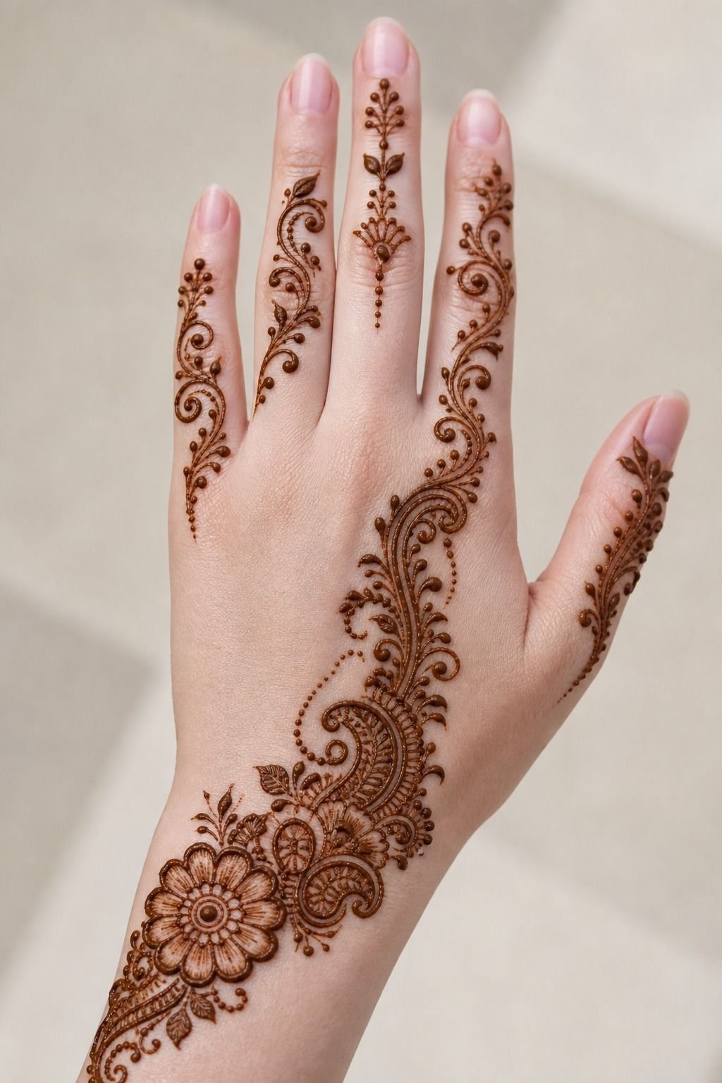Tiny Finger Trail Mehndi Tattoo