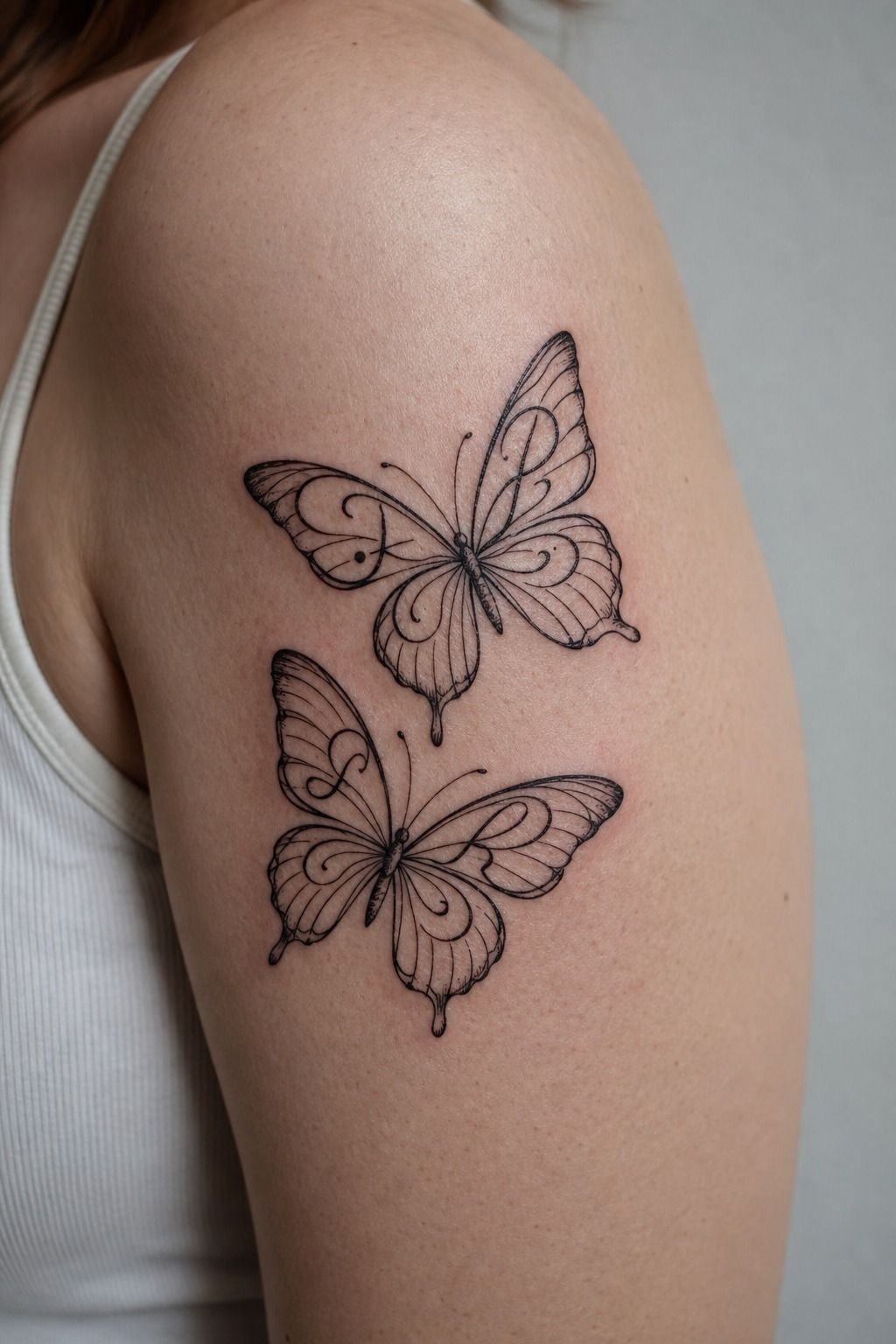Pair Two Butterflies With Personal Initials