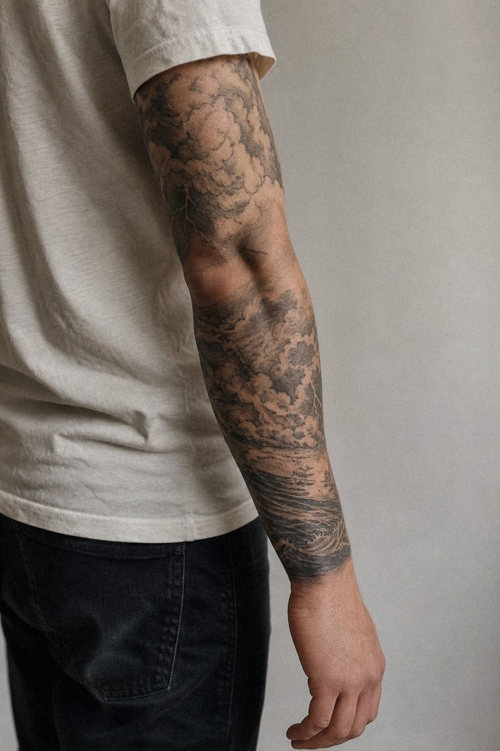 I Built A Half Sleeve With Storm Clouds