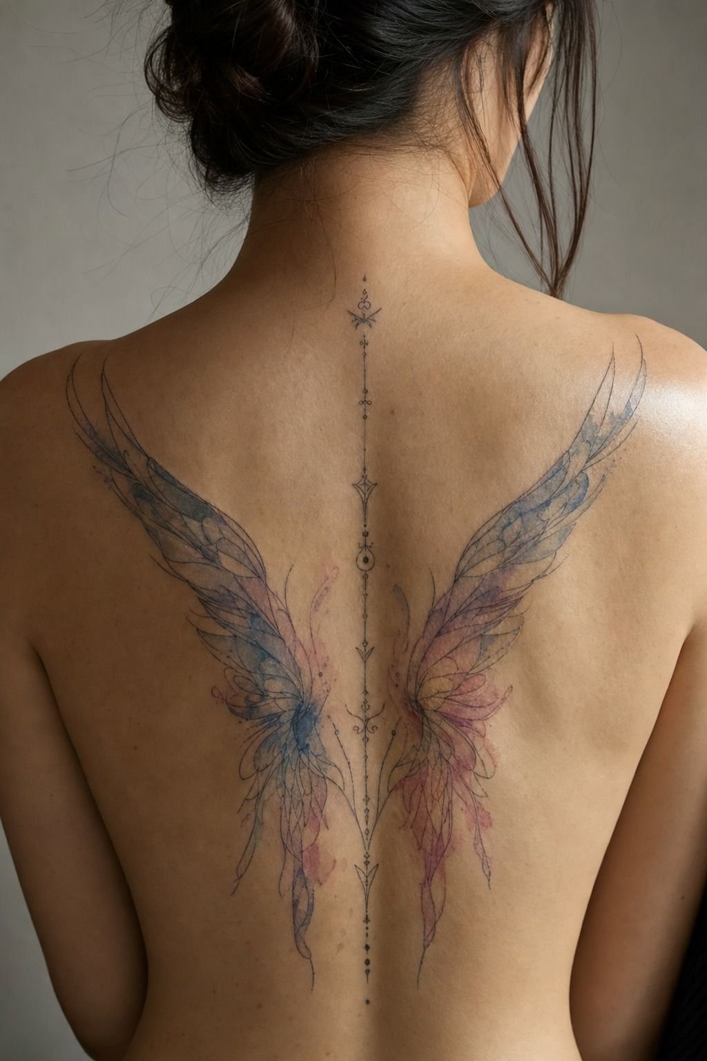 Select Watercolor Wings Anchored By Outlines