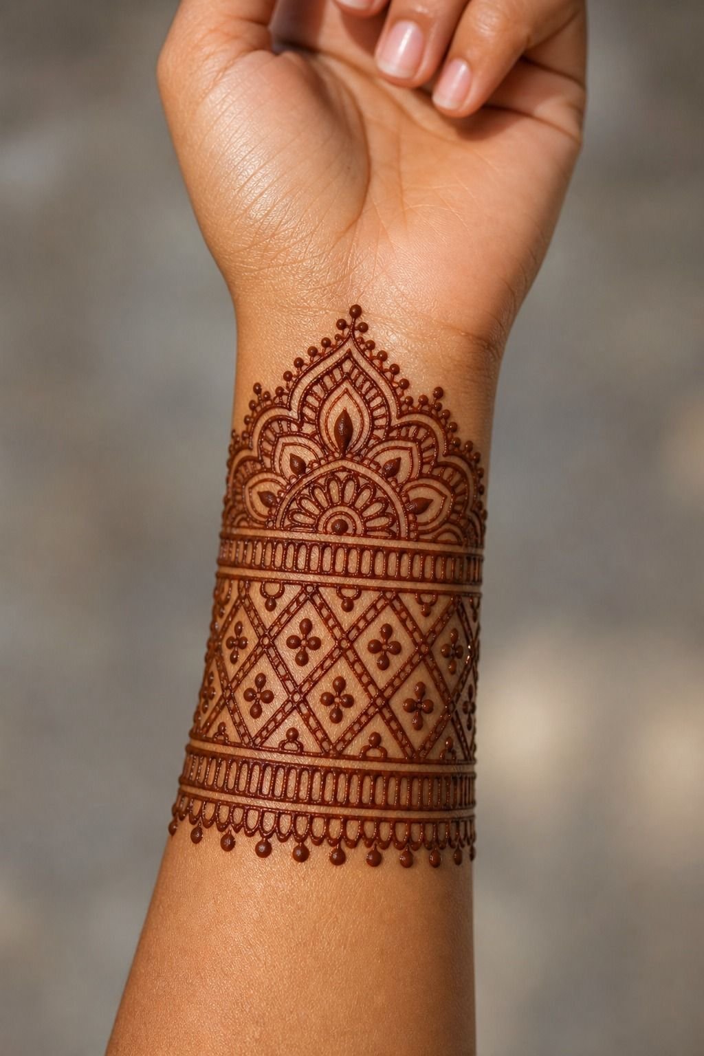 Geometric Mehndi Wristband Ink Design
