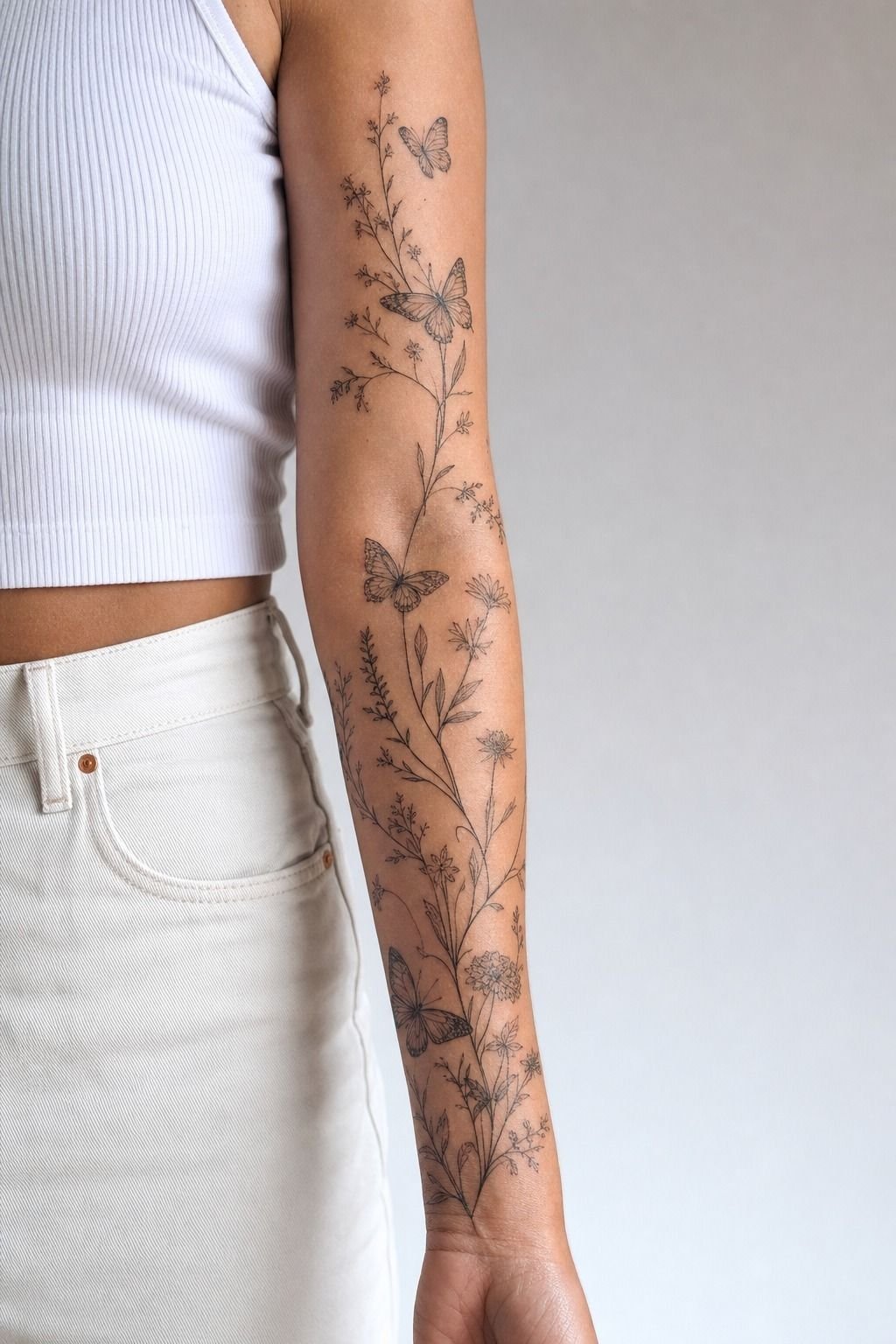 Plan A Butterfly Sleeve With Botanical Details