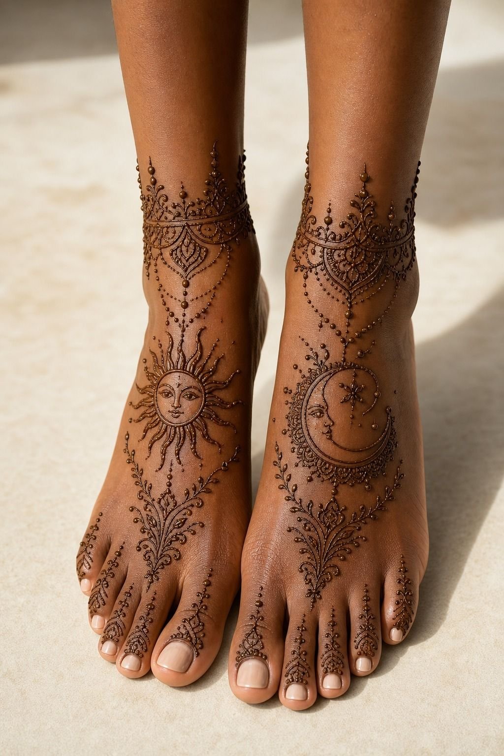 Tiny Sun And Moon Henna Design