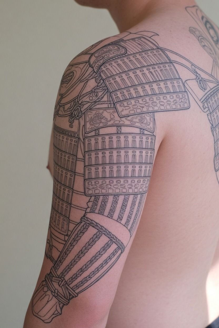 Samurai Armor Design Covering the Shoulder to Elbow