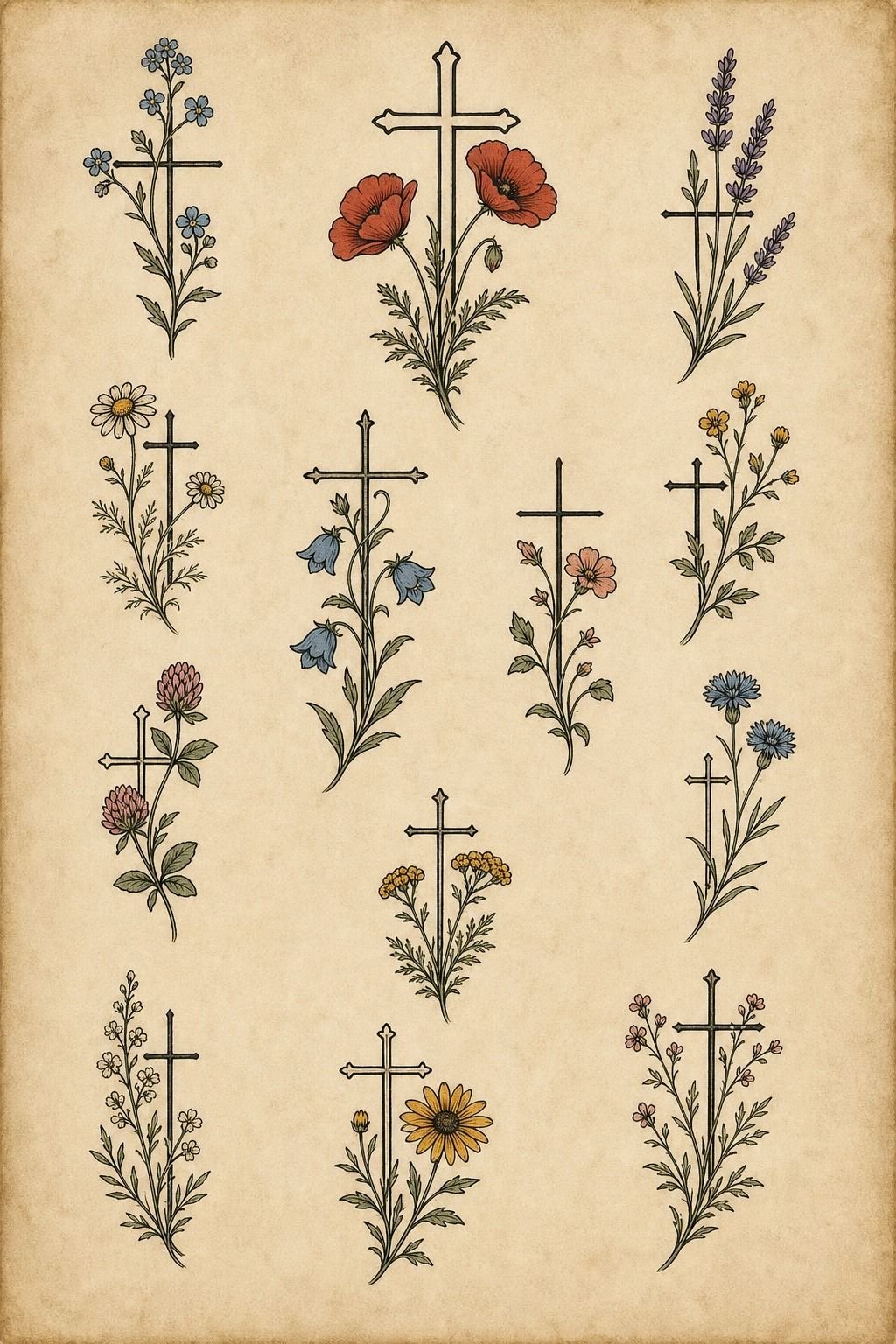 Solid Cross Against a Soft Wildflower