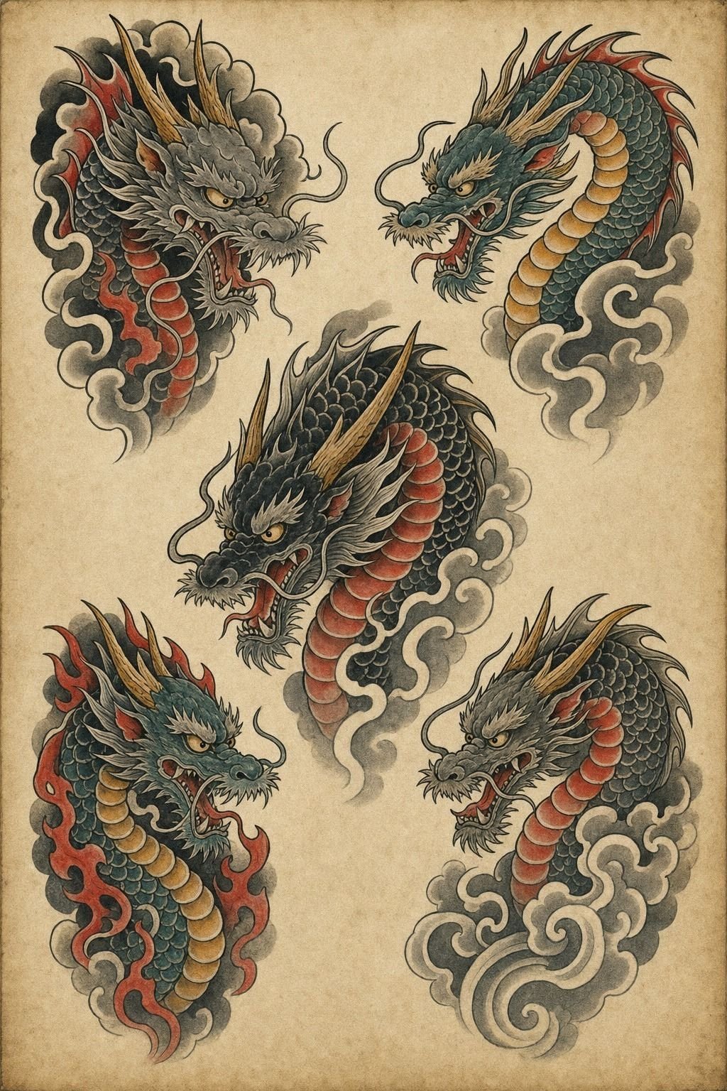Japanese Dragon Neck Tattoo With Smoke