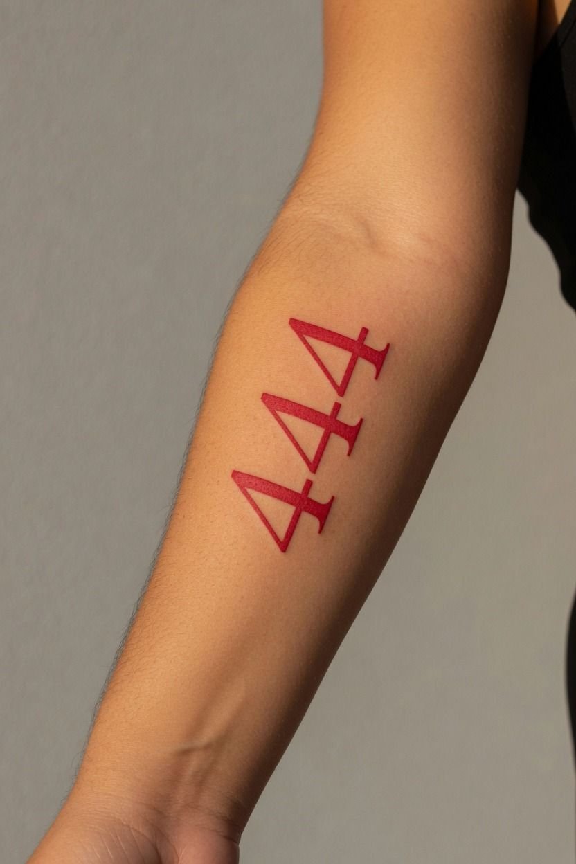 Angel Number Tattoos in Clean Red Ink