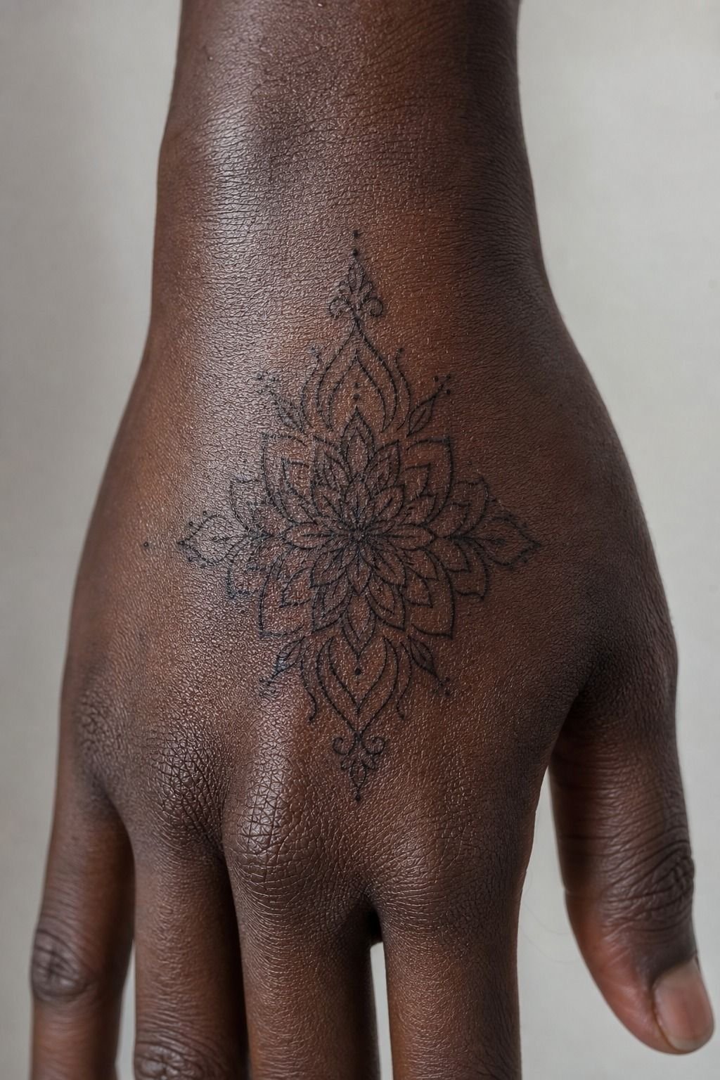 Frame the center of your hand with a small central motif