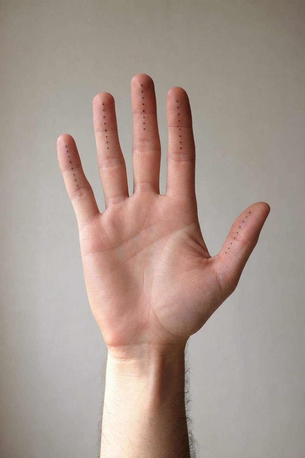 Line up a string of dots along each finger pad