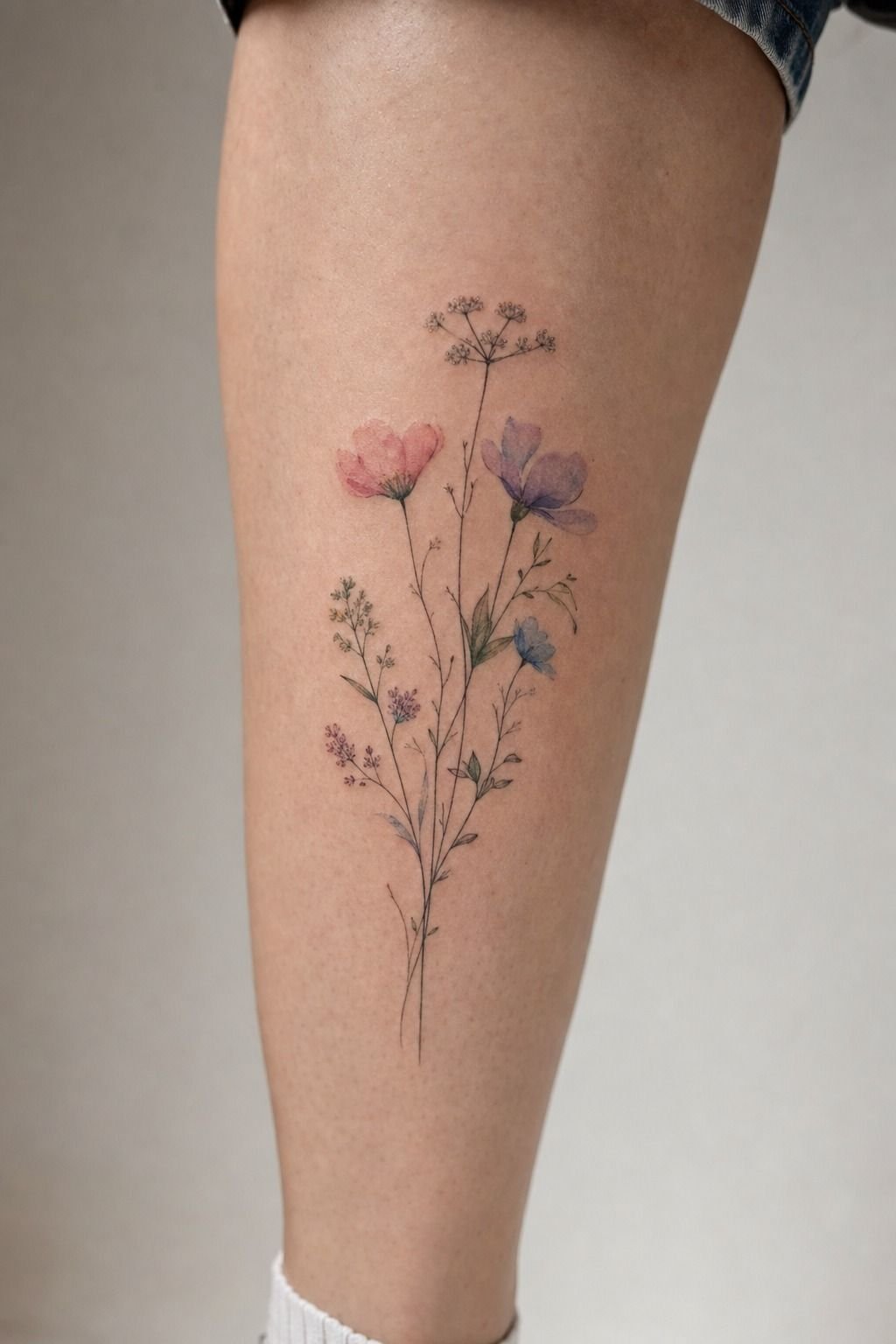 Build A Watercolor Wildflower Tattoo With Fine Line Stems